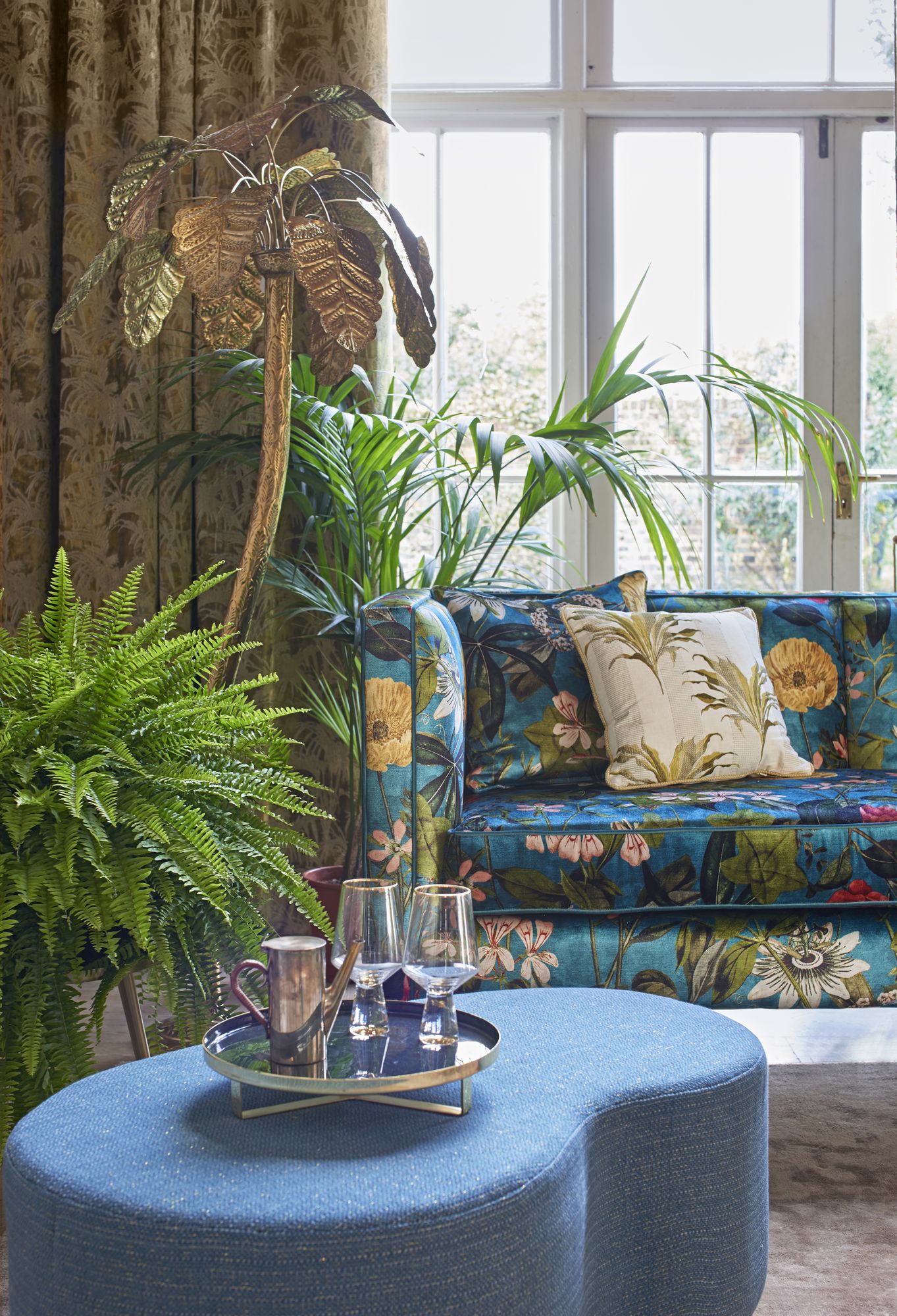 Passiflora Kingfisher Fabric by Clarke & Clarke - F1304/02