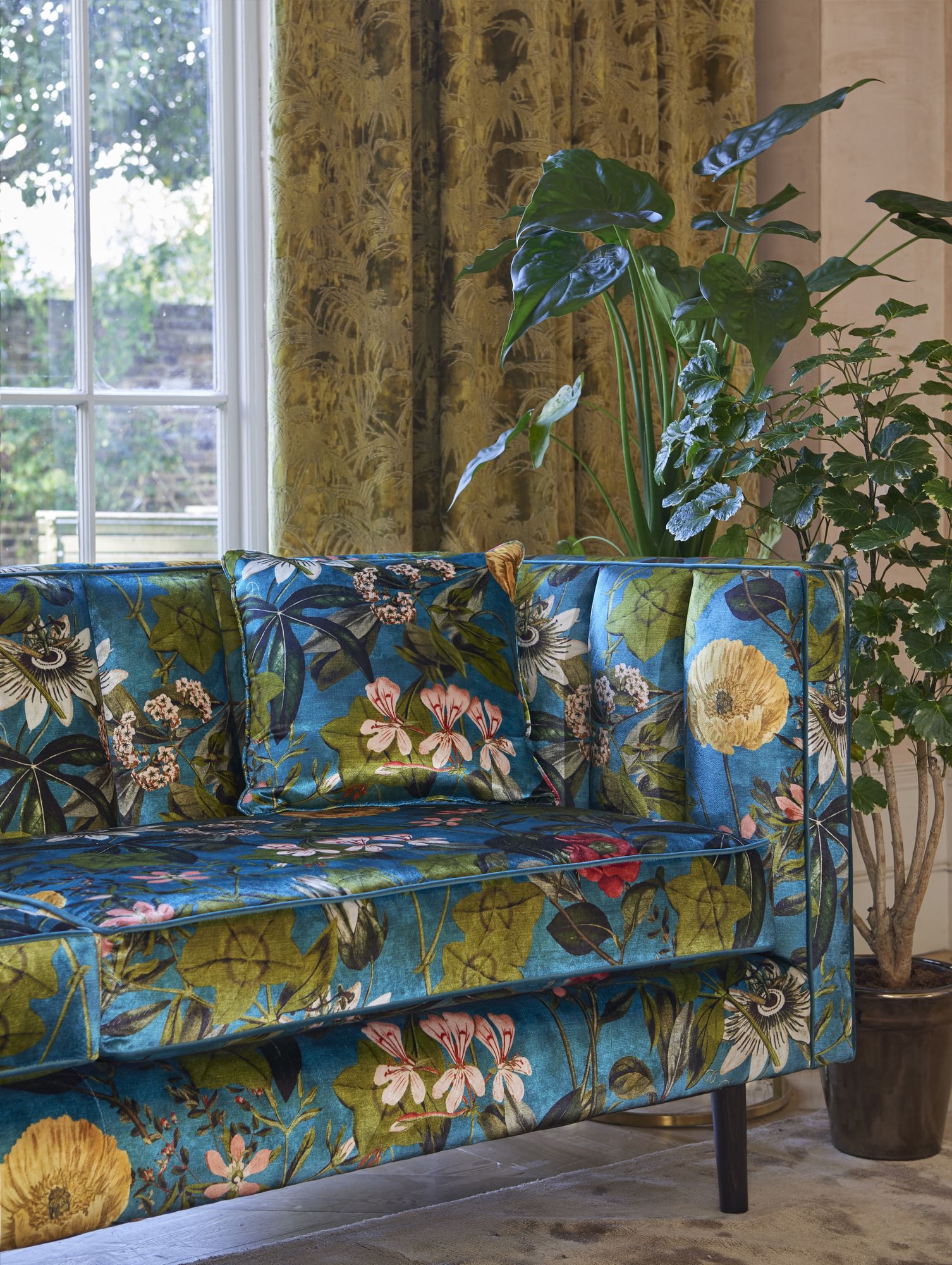 Passiflora Kingfisher Fabric by Clarke & Clarke - F1304/02