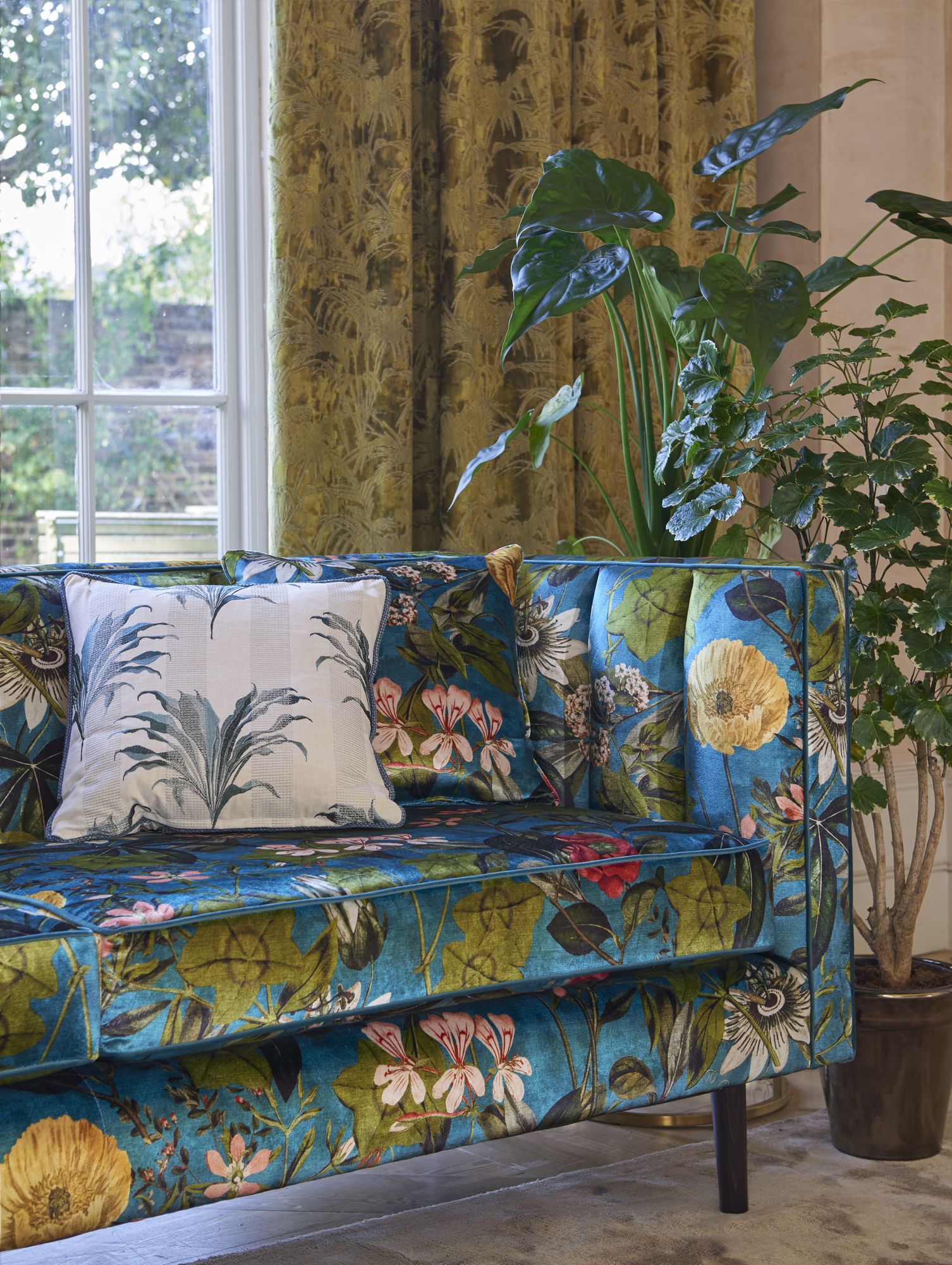 Passiflora Kingfisher Fabric by Clarke & Clarke - F1304/02