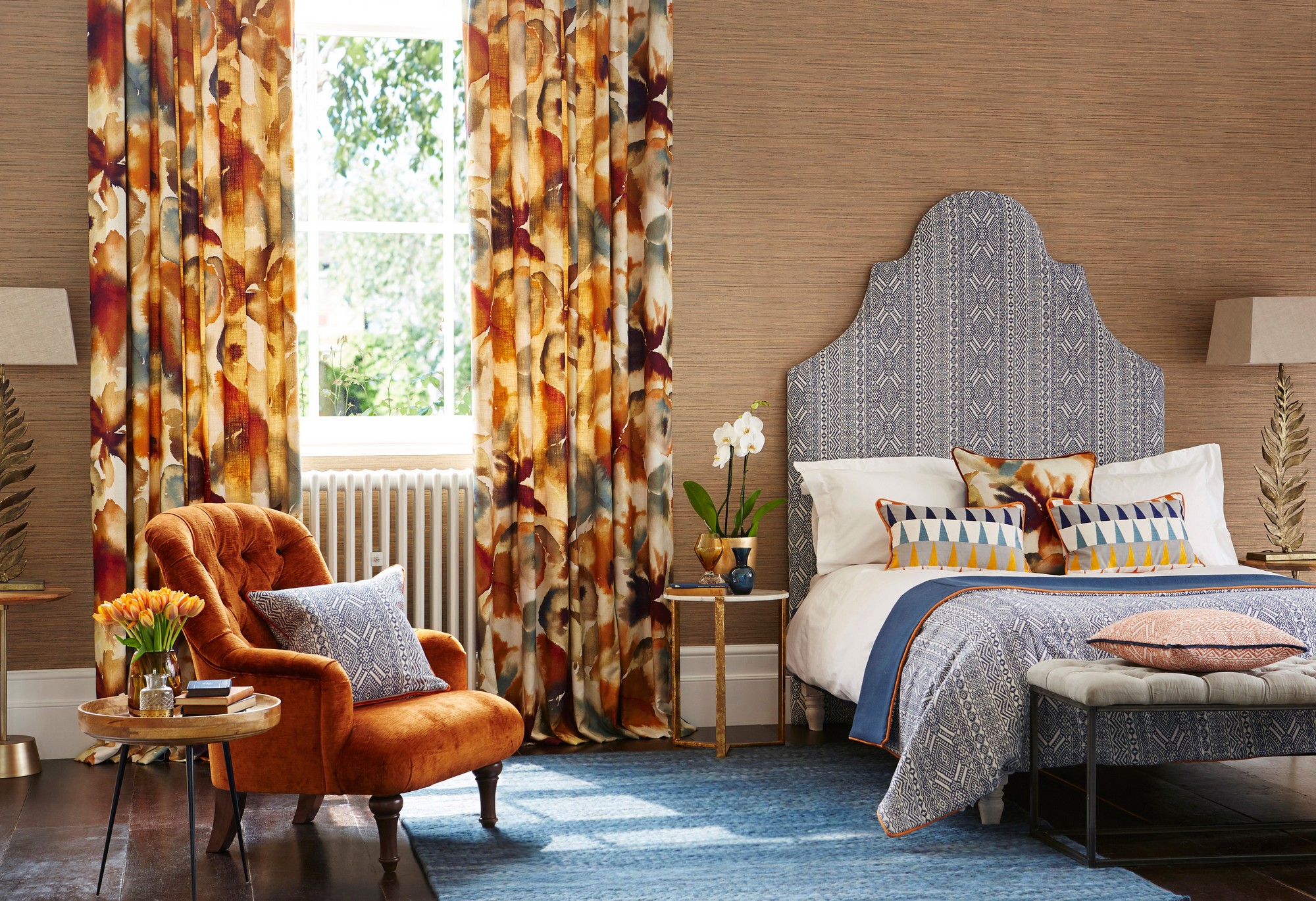 Azul Rust / Navy / Nordic Fabric by Harlequin - HETH132013