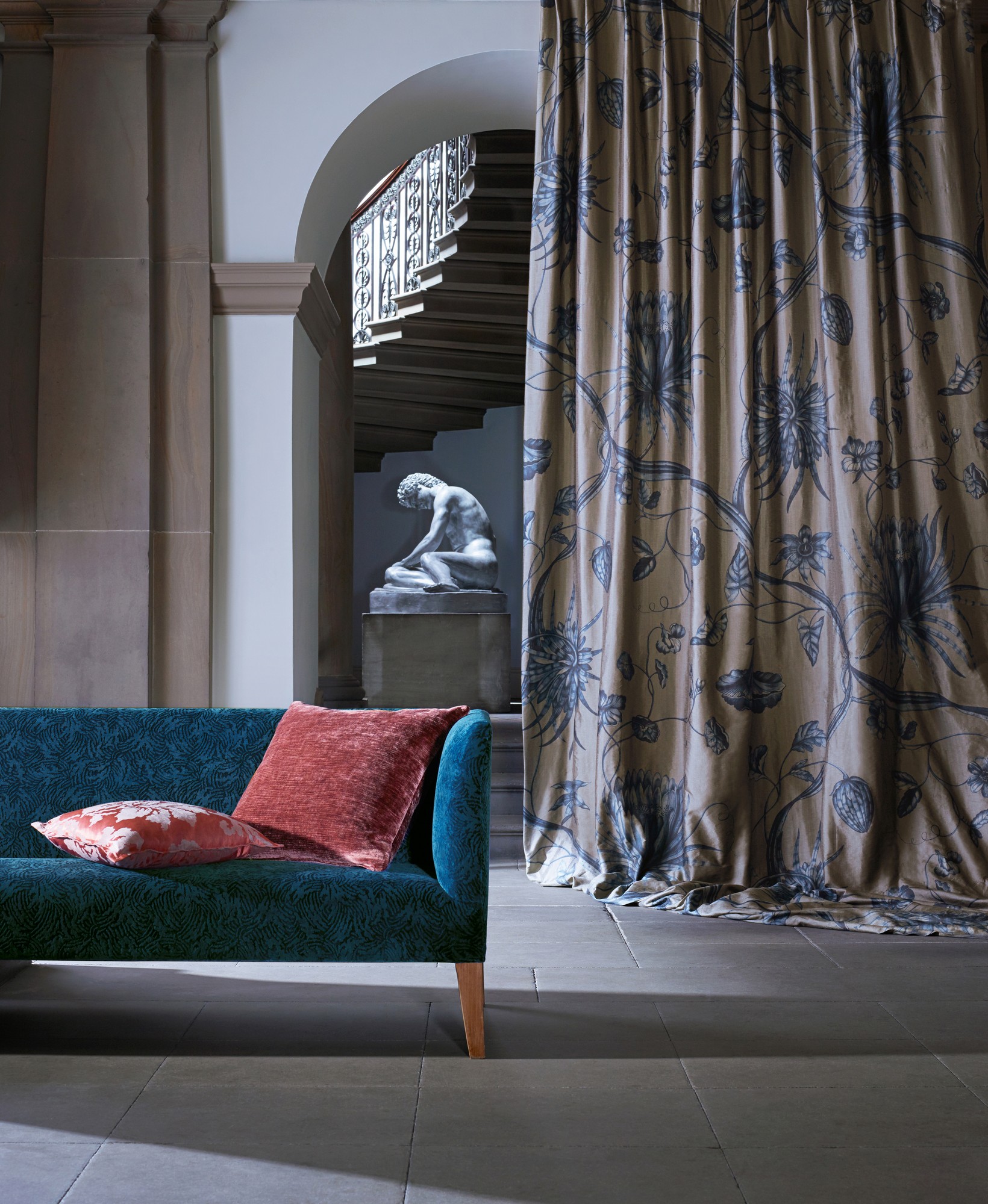 Phaedra Prussian Blue Fabric by Zoffany - ZPHA322601