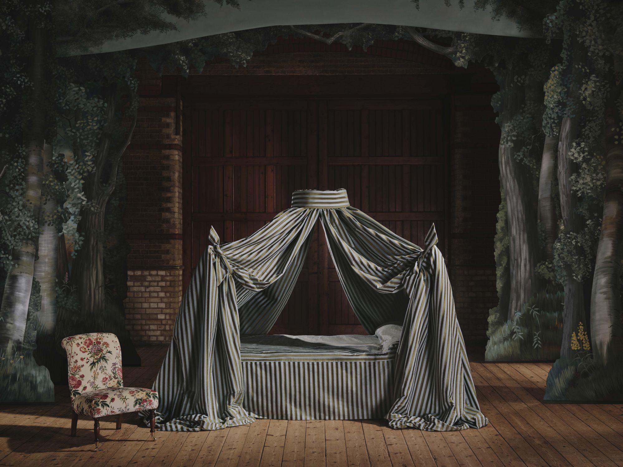 Aperigon Swag Gobelin Green Fabric by Sanderson - DGDF237379