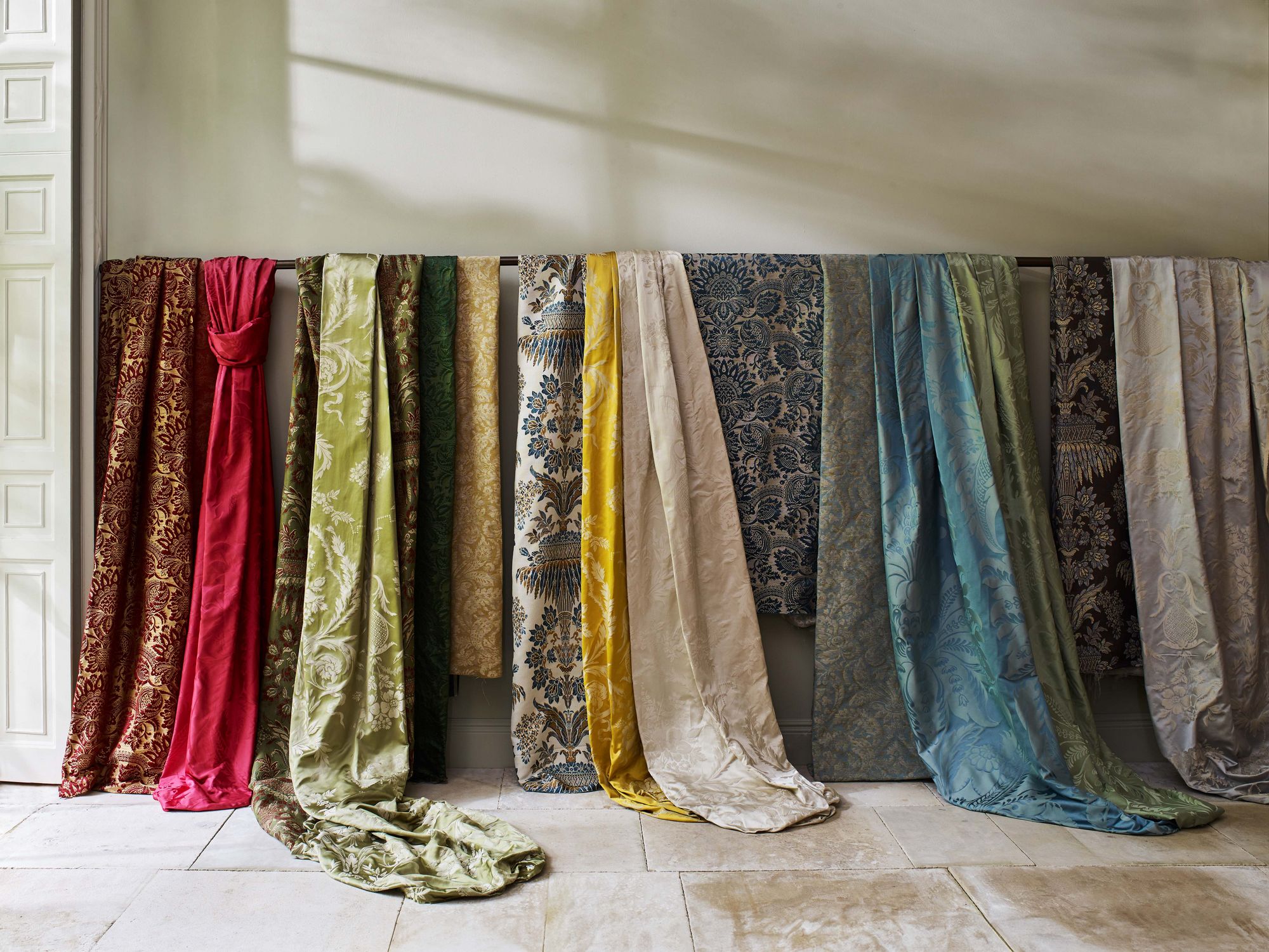 Knole Damask Gold Fabric by Zoffany - ZSUF333394