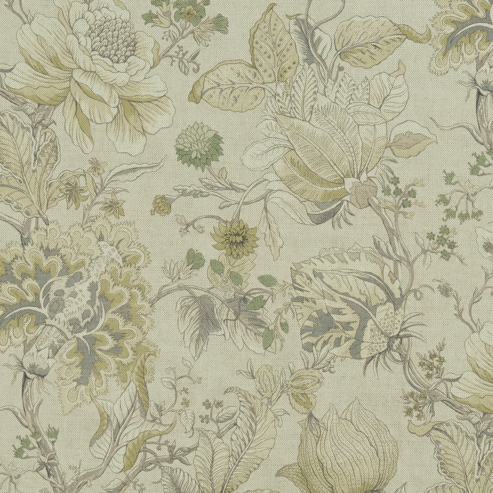 Sissinghurst Citron / Natural Fabric by Clarke & Clarke - Reduced To ...