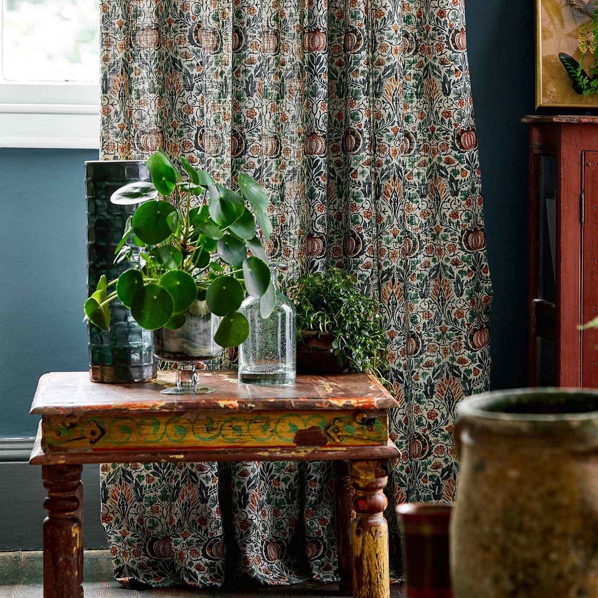 Little Chintz Teal / Saffron Fabric by William Morris & Co. - DMA4226409