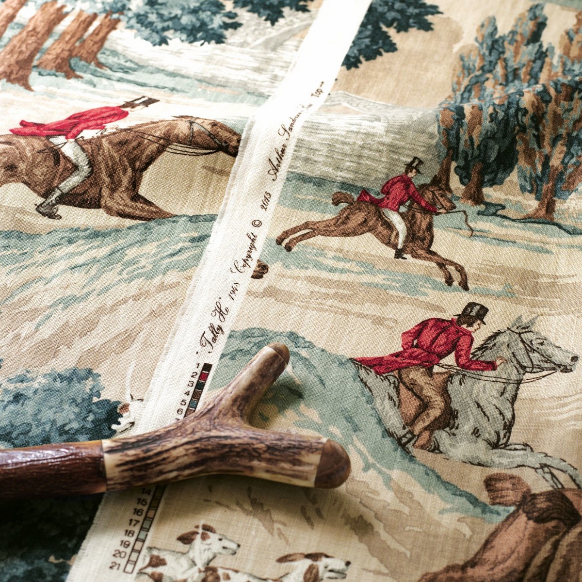 Tally Ho Teal / Ruby Fabric by Sanderson - DVIN224339
