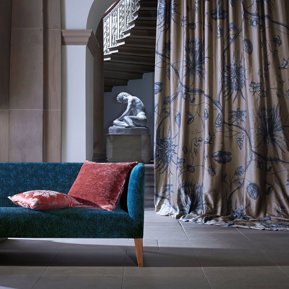 Phaedra Prussian Blue Fabric by Zoffany - ZPHA322601