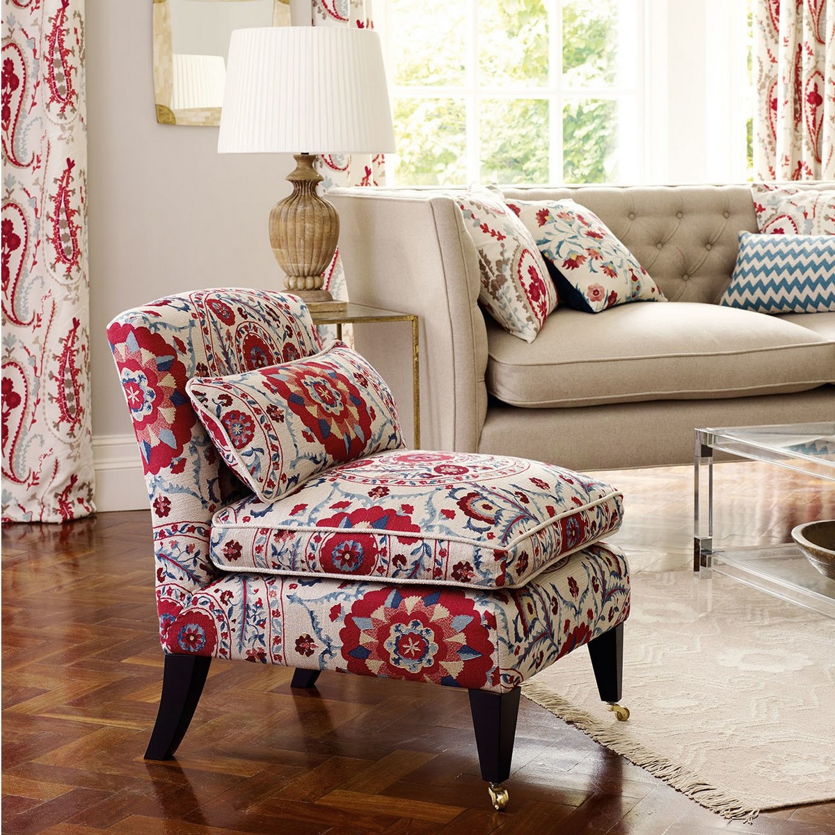 Jamila Coral / Aqua Fabric by Sanderson - DSOH235245