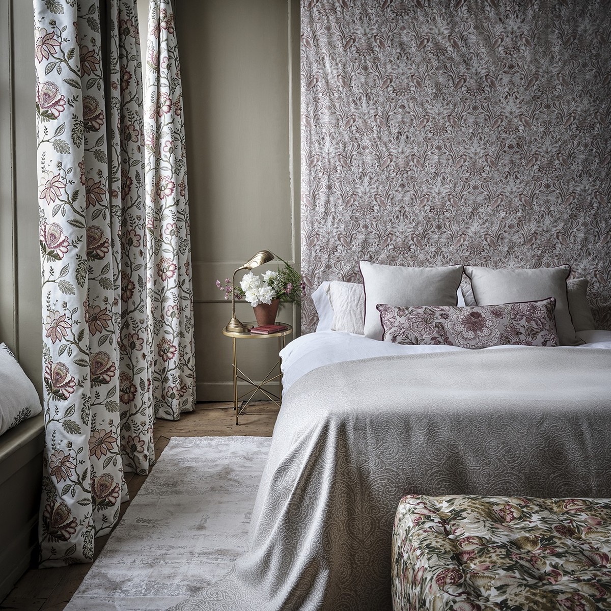 Adeline Blush / Raspberry Fabric by Clarke & Clarke - F1543/02