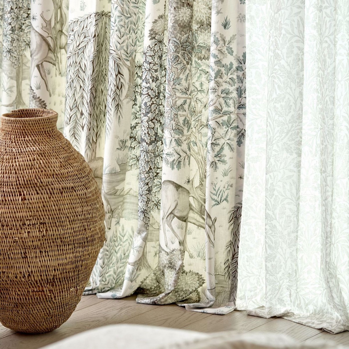 The Brook Wide Width Sage / Linen Fabric by William Morris & Co. - MSWW227273
