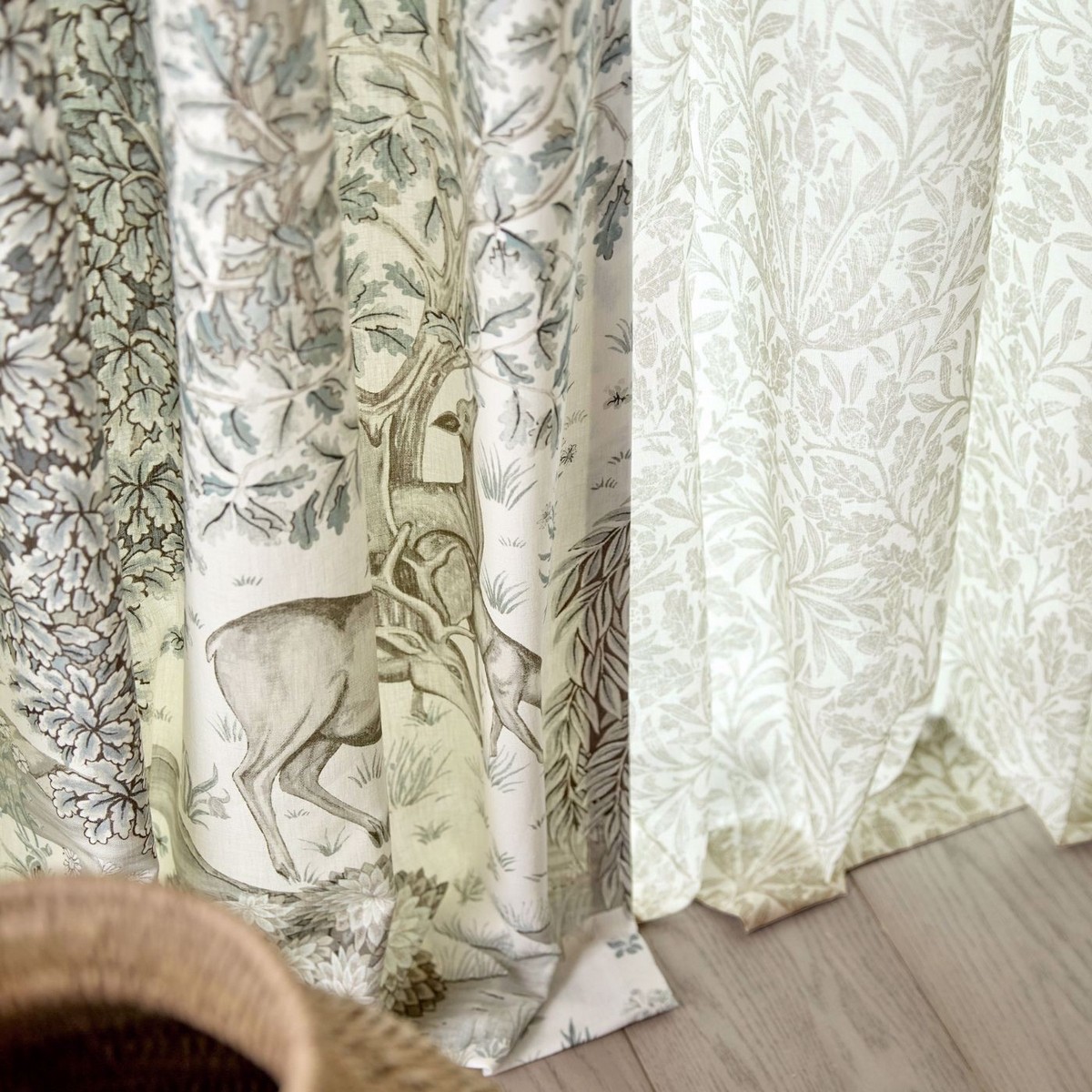 The Brook Wide Width Sage / Linen Fabric by William Morris & Co. - MSWW227273