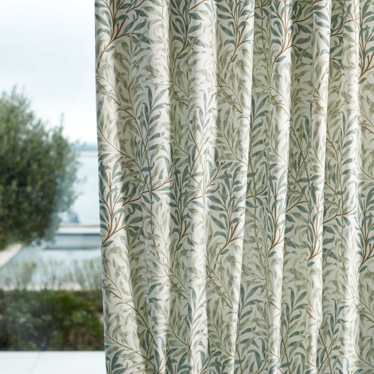 Willow Boughs Wide Width Soft Teal / Mint Fabric by William Morris & Co. - MSWW227284