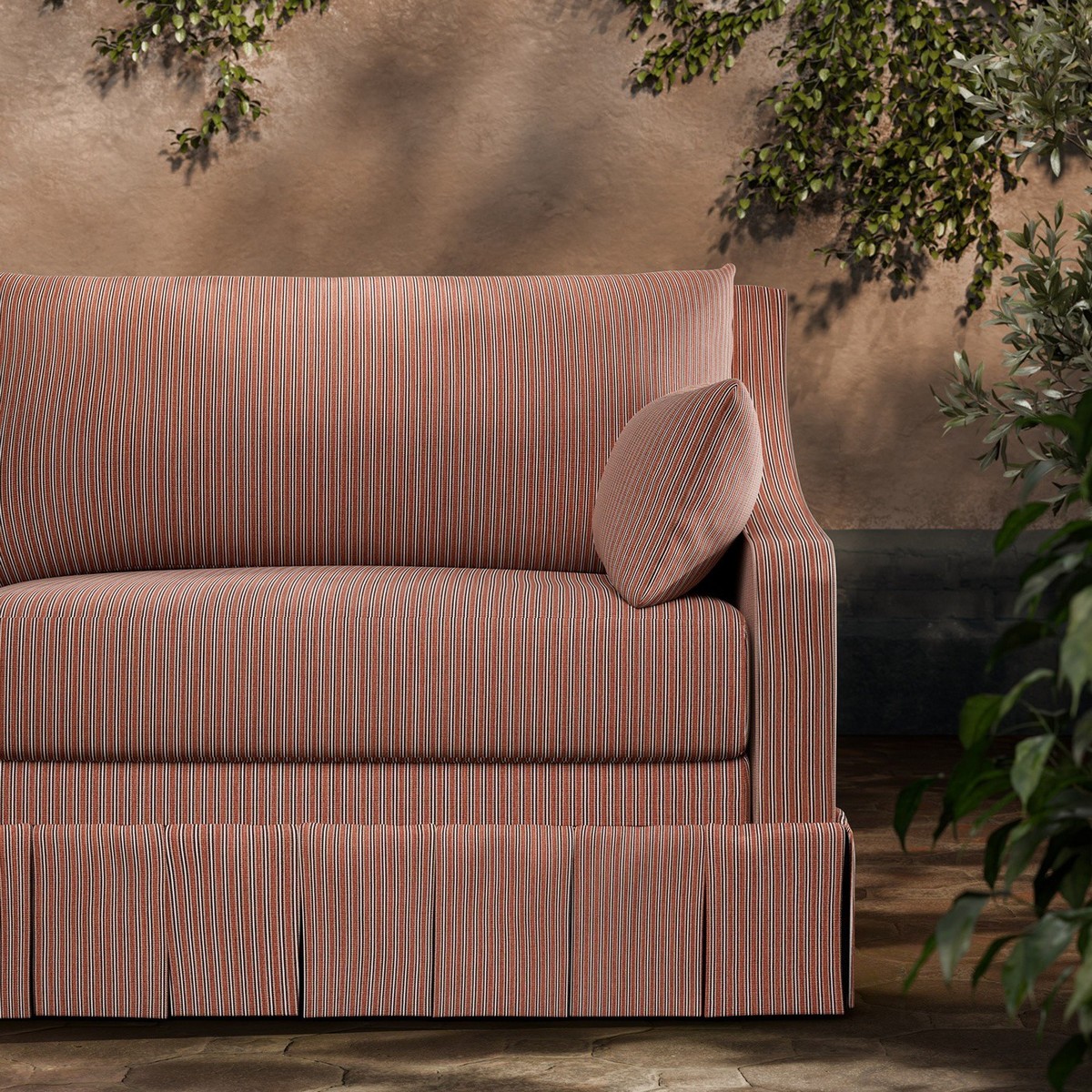 Apron Stripe Tuscan Pink Fabric by Zoffany - ZOF0241-03
