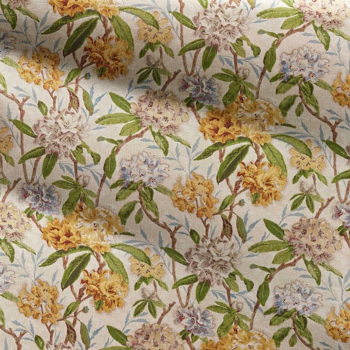 Azalea Path Primrose / Evergreen Fabric by Zoffany - ZOF0247-02