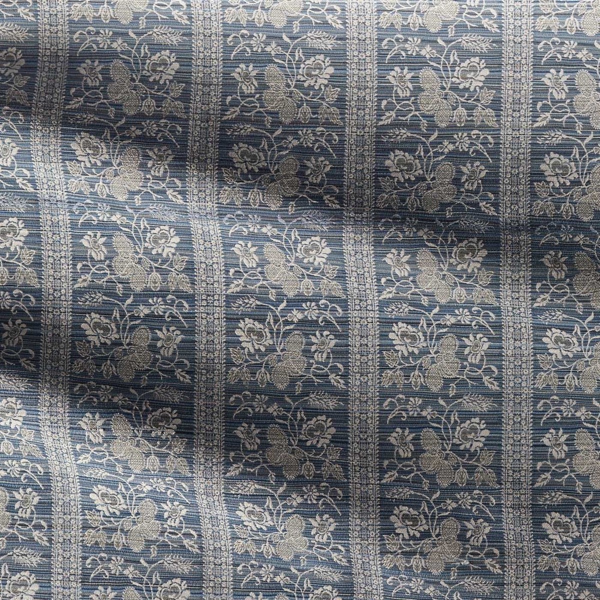 Filigree Bellagio Stripe Blue Stone Fabric by Zoffany - ZOF0244-03