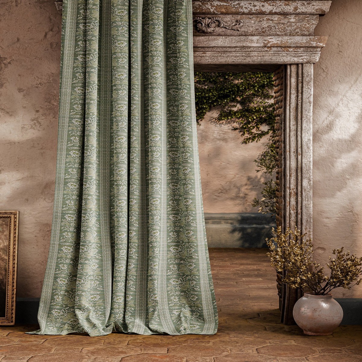 Filigree Bellagio Stripe Eau De Nil Fabric by Zoffany - ZOF0244-01