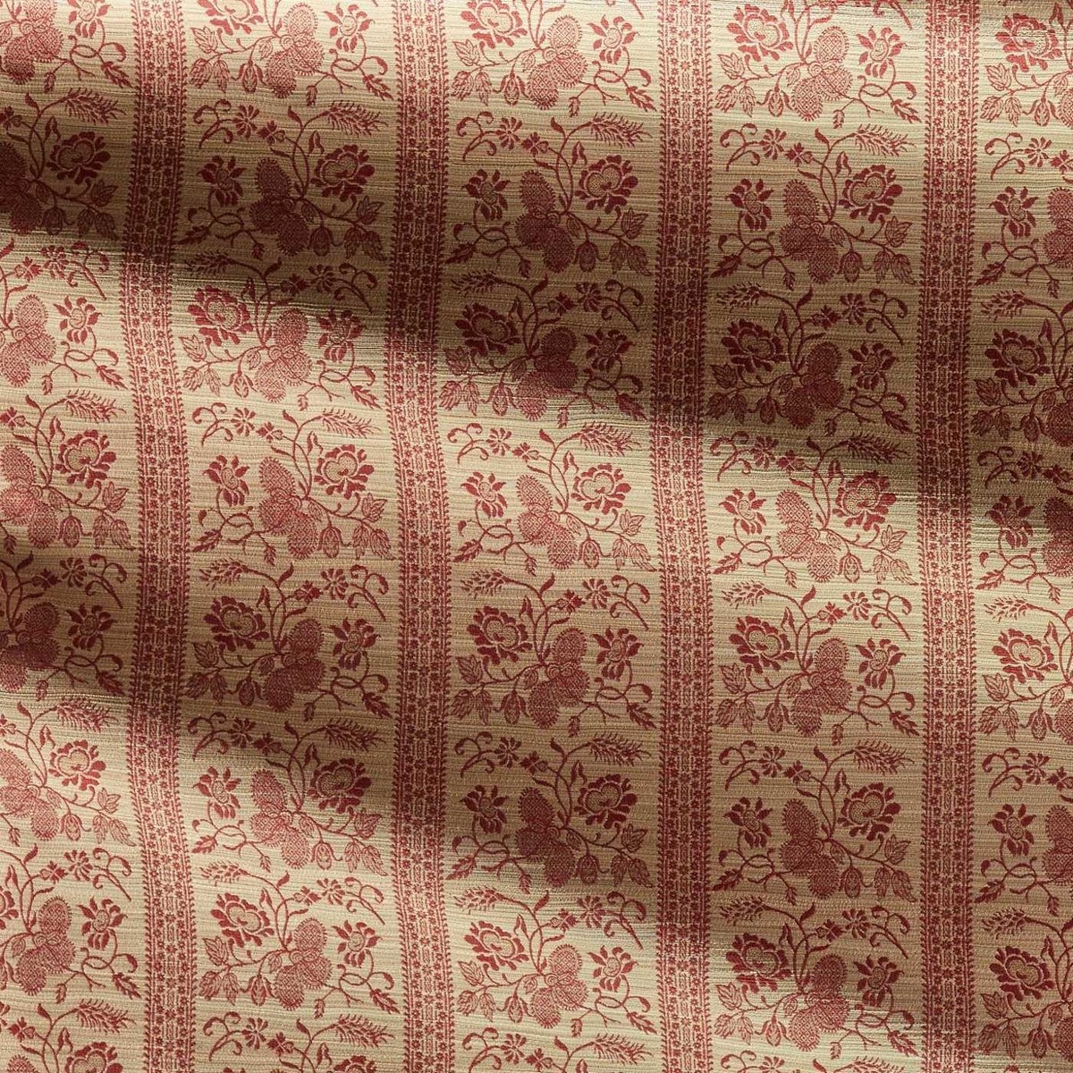 Filigree Bellagio Stripe Sandstone / Russet Fabric by Zoffany - ZOF0244-02