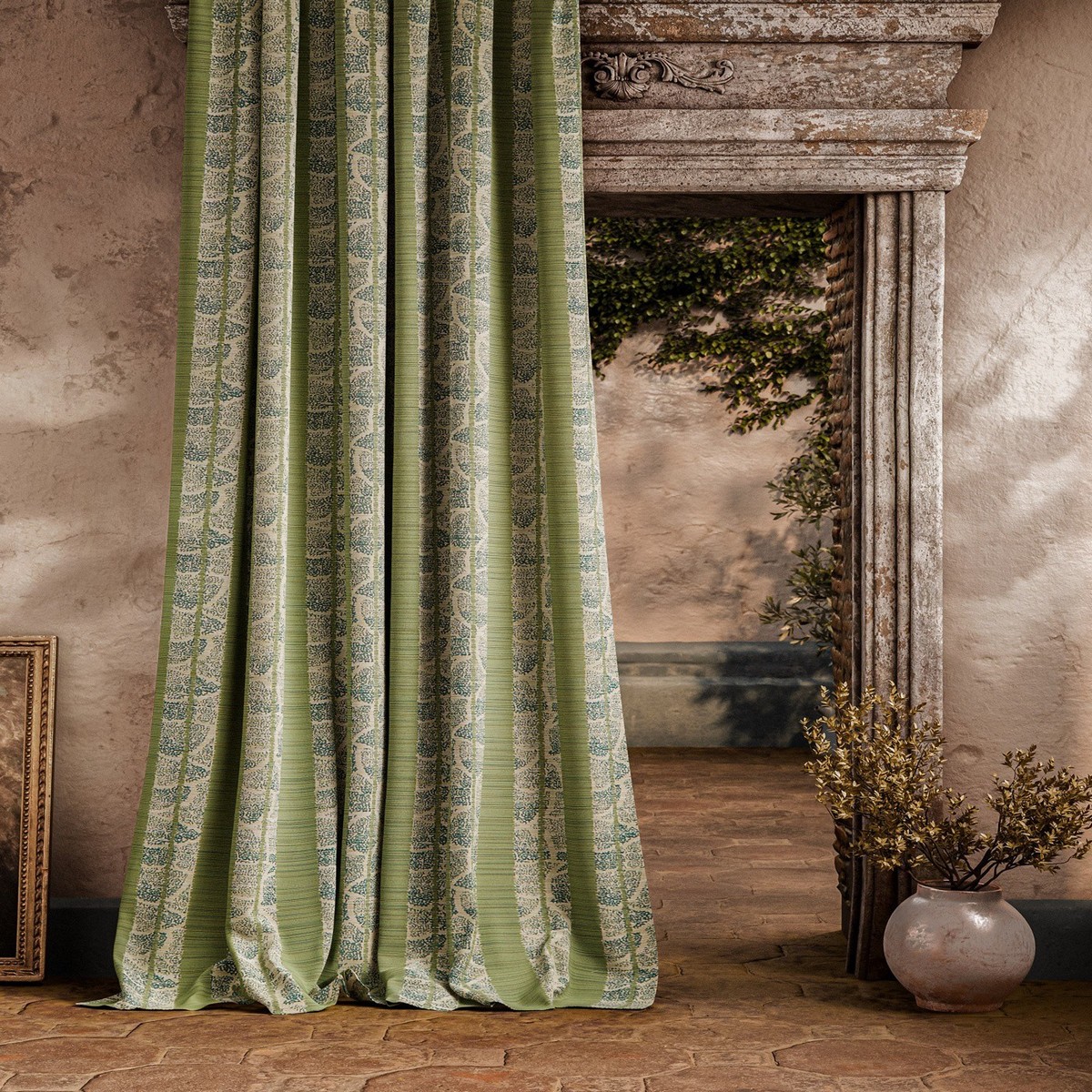 Kyoto Stripe Jade Fabric by Zoffany - ZOF0250-05