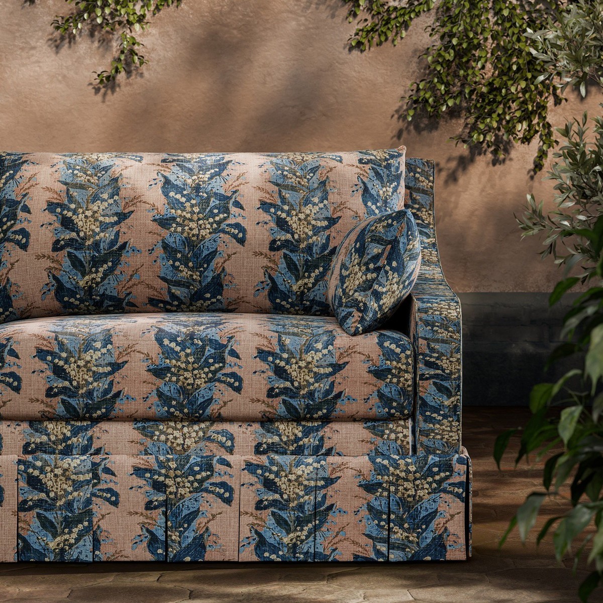 Lily Stripe Archive Coral Fabric by Zoffany - ZOF0251-02