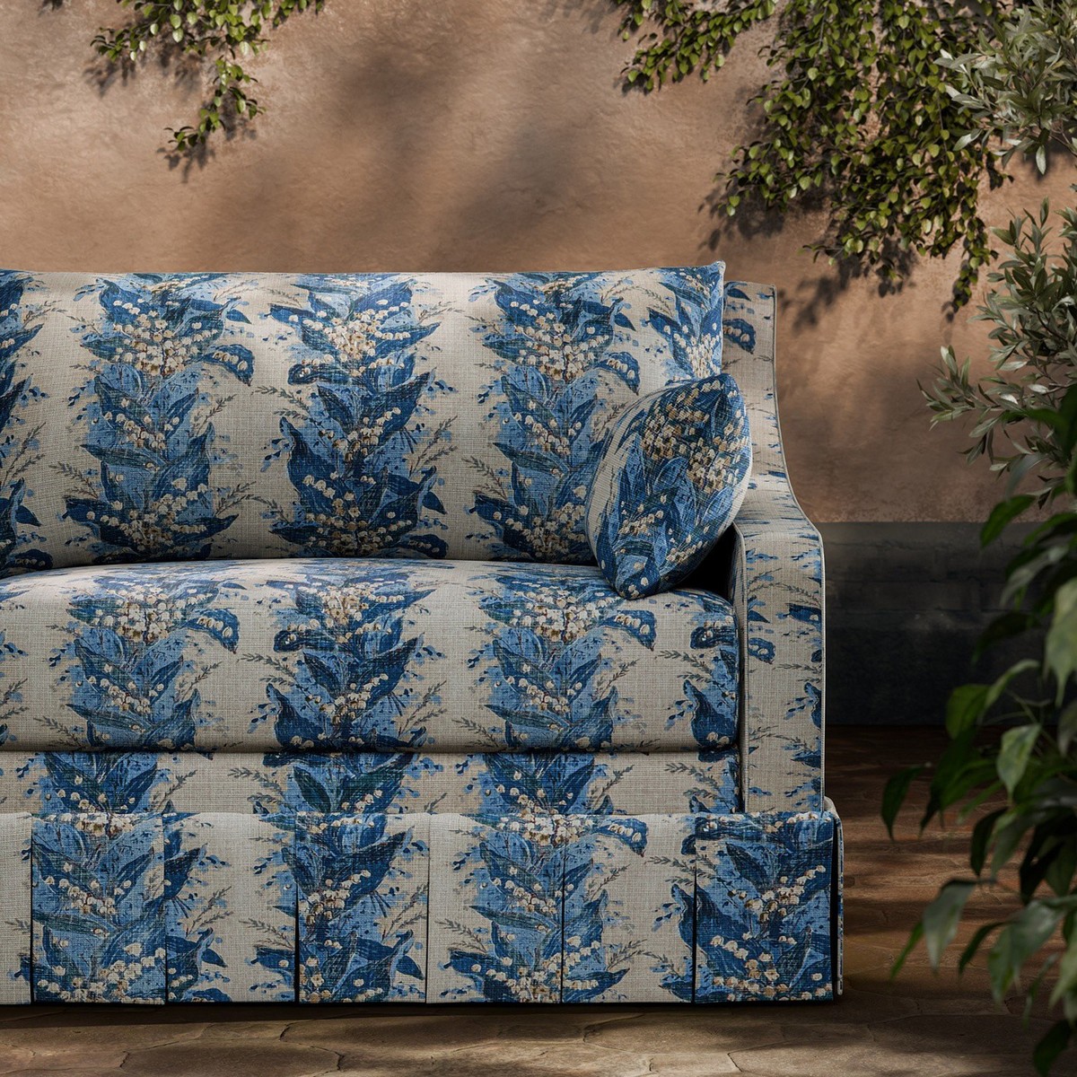Lily Stripe Chalk / Blue Stone Fabric by Zoffany - ZOF0251-05