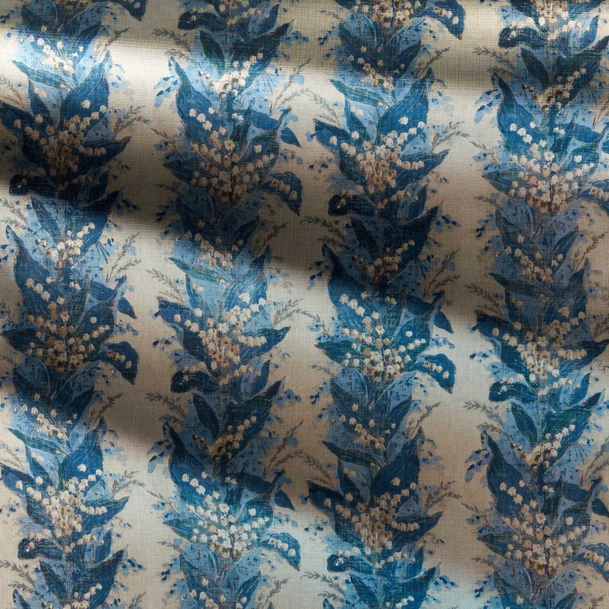 Lily Stripe Chalk / Blue Stone Fabric by Zoffany - ZOF0251-05