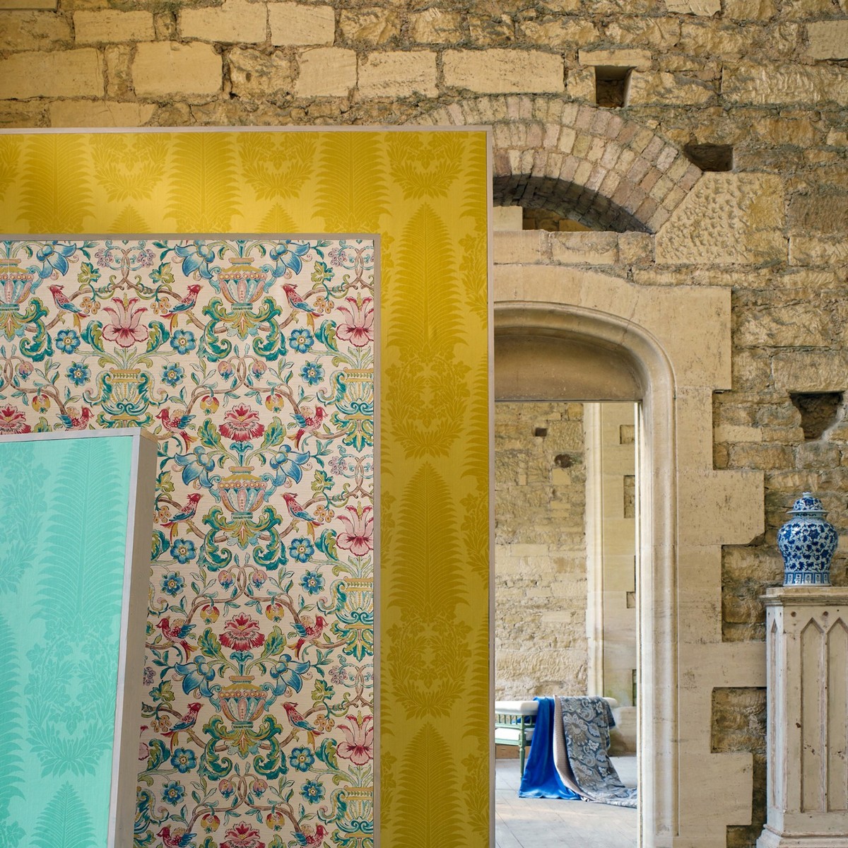 Pompadour Print Multi Fabric by Zoffany - ZCOT313017