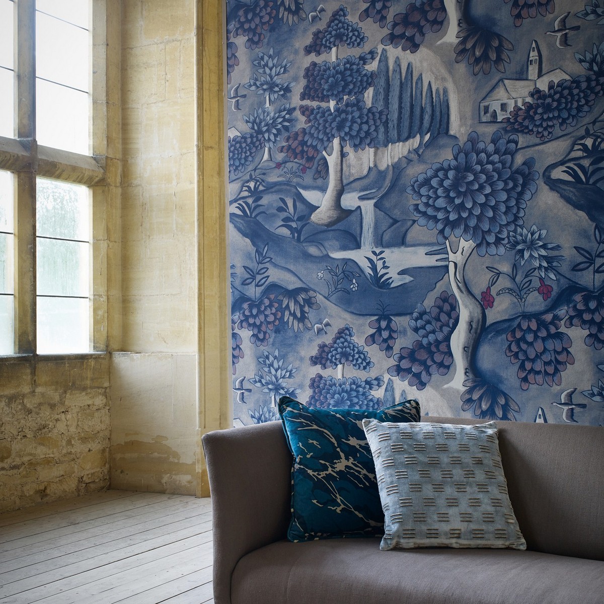 Verdure Indigo Fabric by Zoffany - ZCOT313020