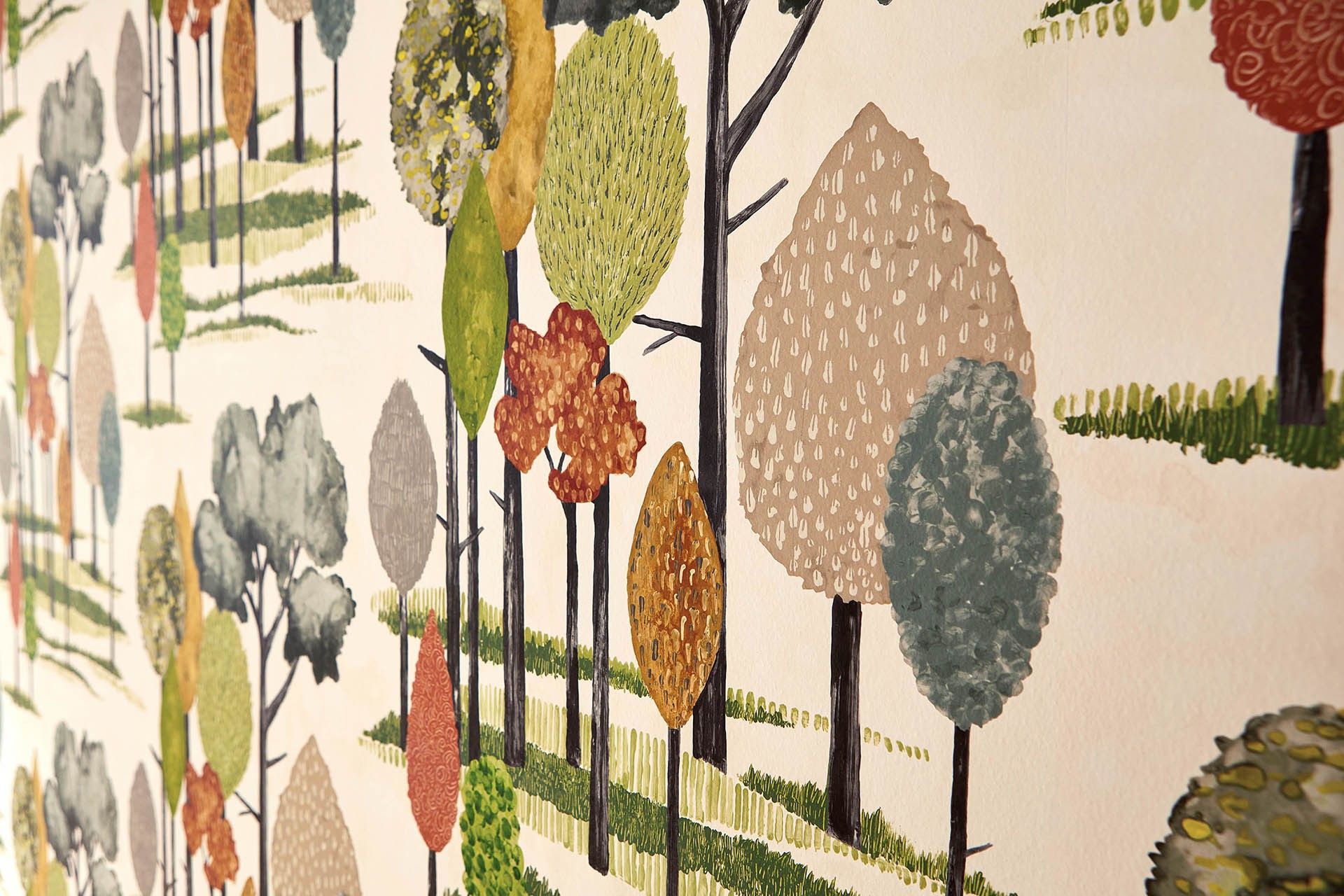 Tall Trees Olive Fabric by Ohpopsi - CEP50135W