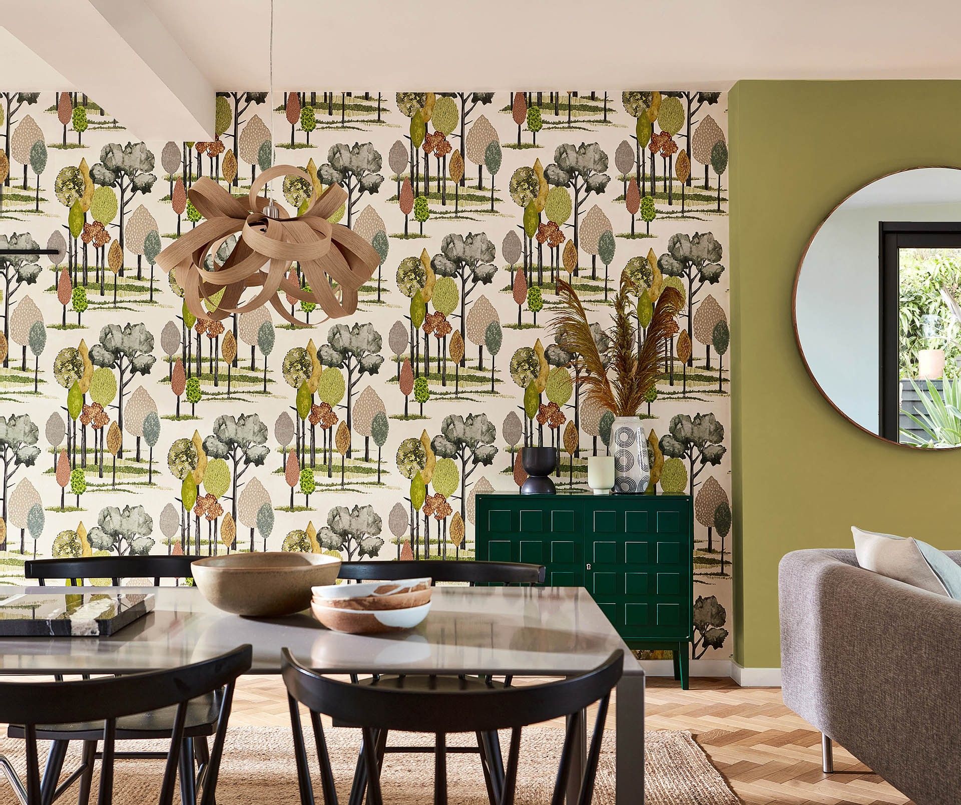 Tall Trees Olive Fabric by Ohpopsi - CEP50135W