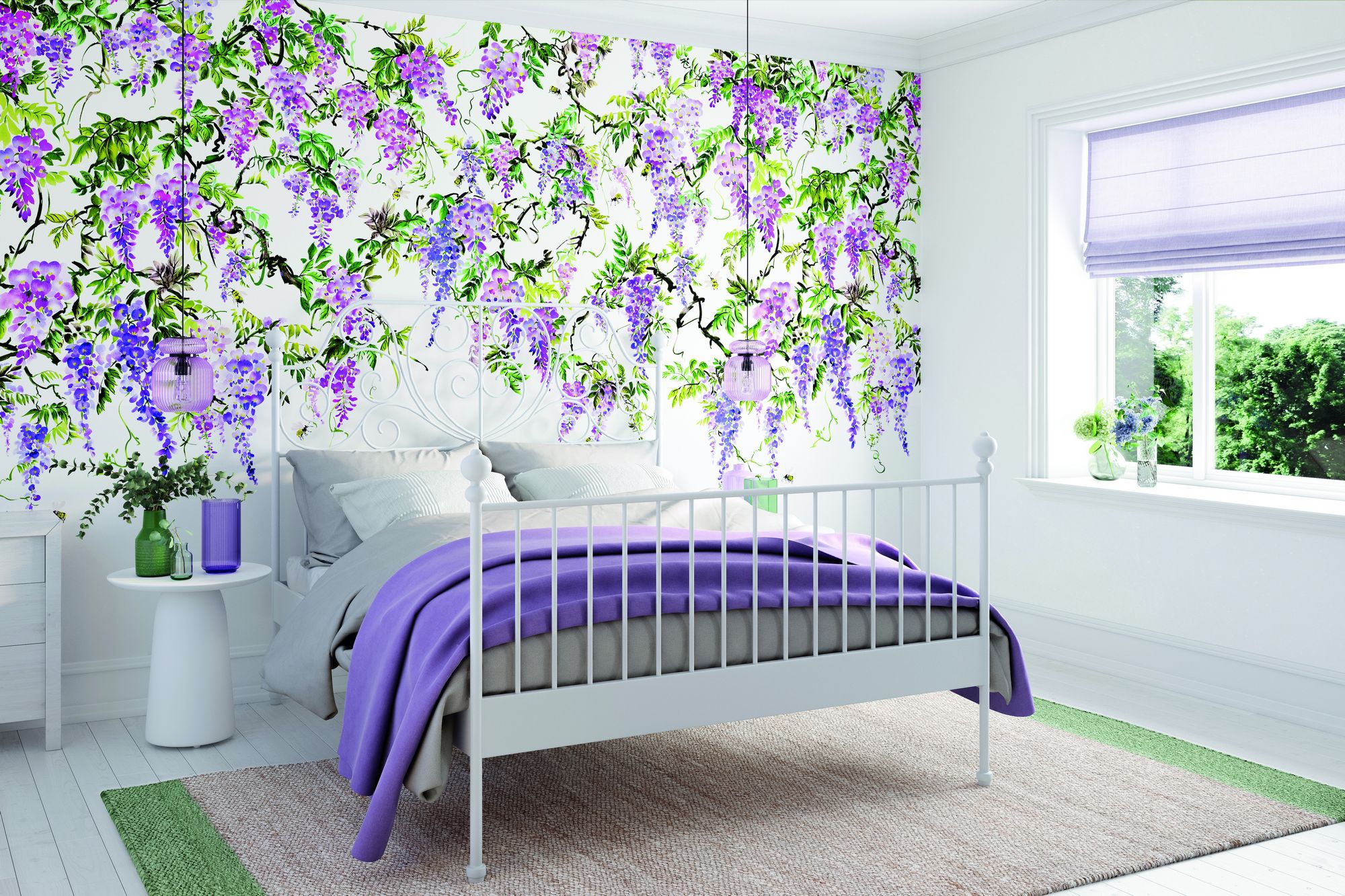 Trailing Wisteria Amethyst Mural Fabric by Ohpopsi - ICN50110M