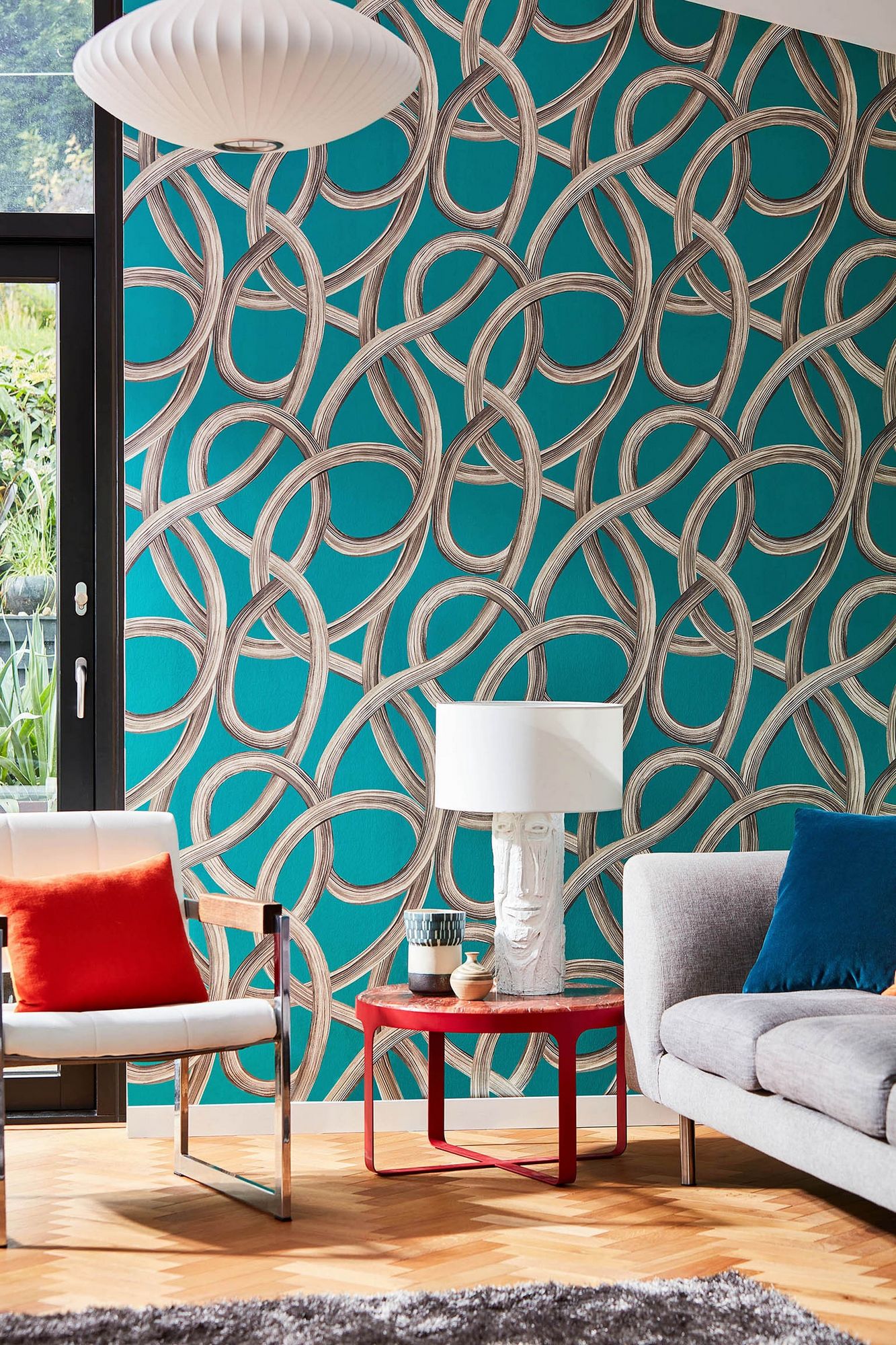 Twisted Geo Turquoise Fabric by Ohpopsi - CEP50124W