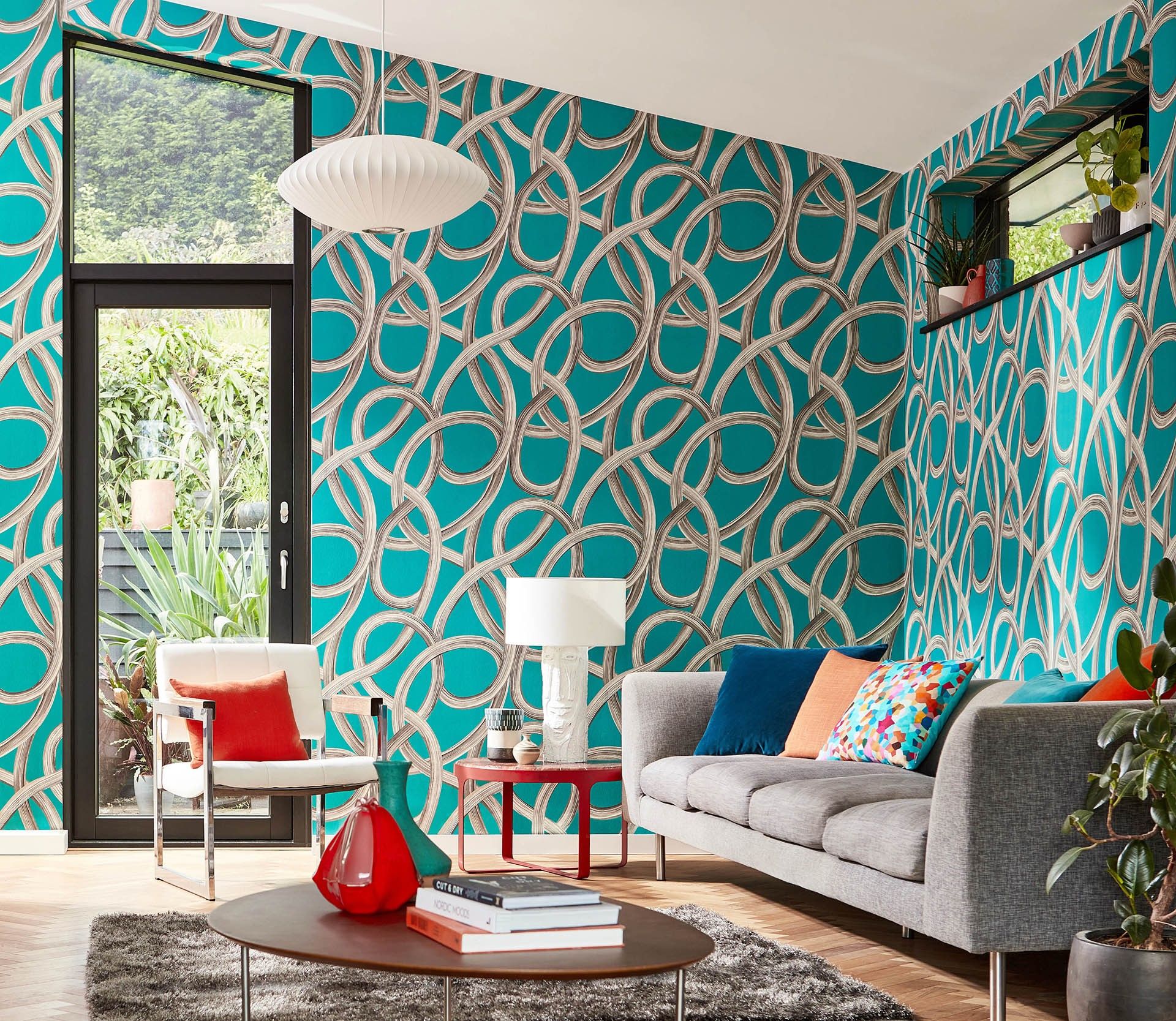 Twisted Geo Turquoise Fabric by Ohpopsi - CEP50124W
