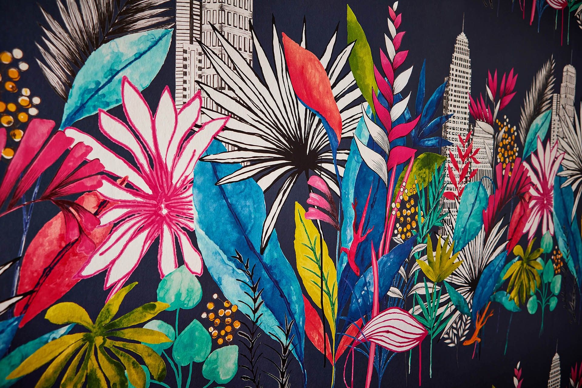 Urban Tropic Midnight Fabric by Ohpopsi - CEP50110W