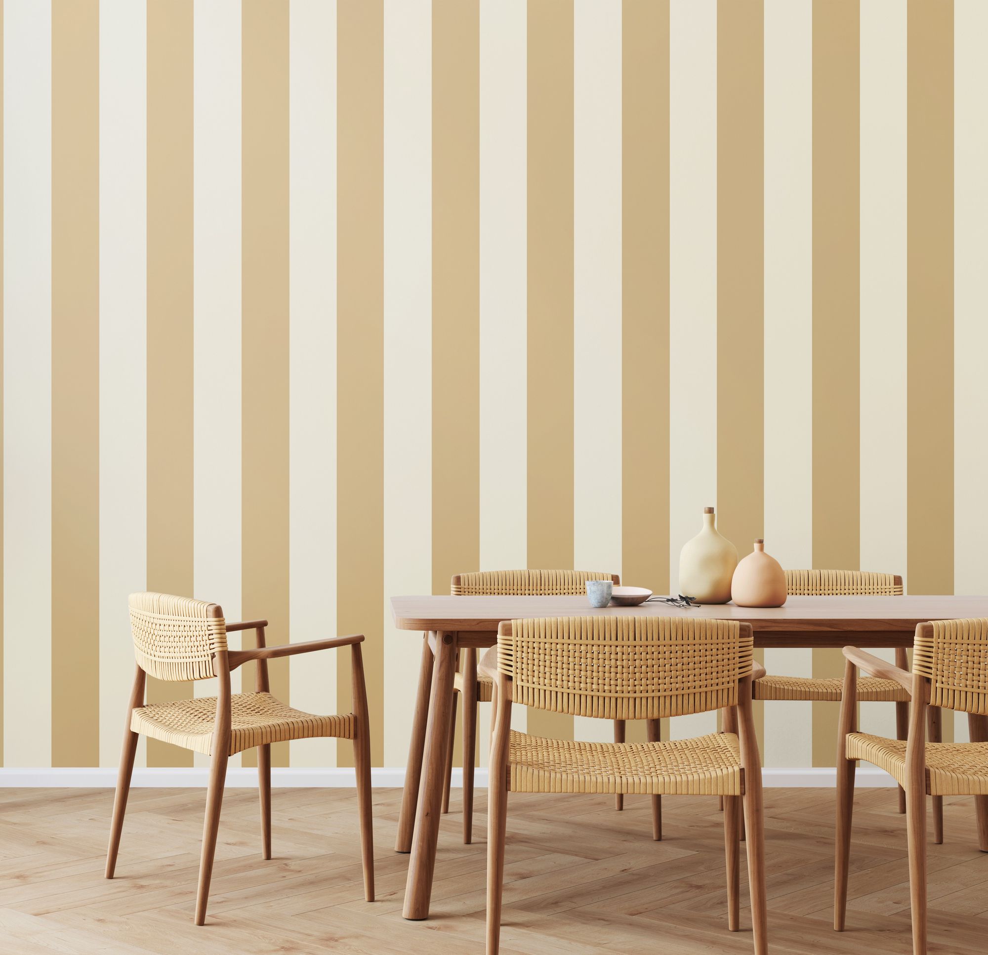 Wide Stripe Sand Fabric by Ohpopsi - SIS50148W