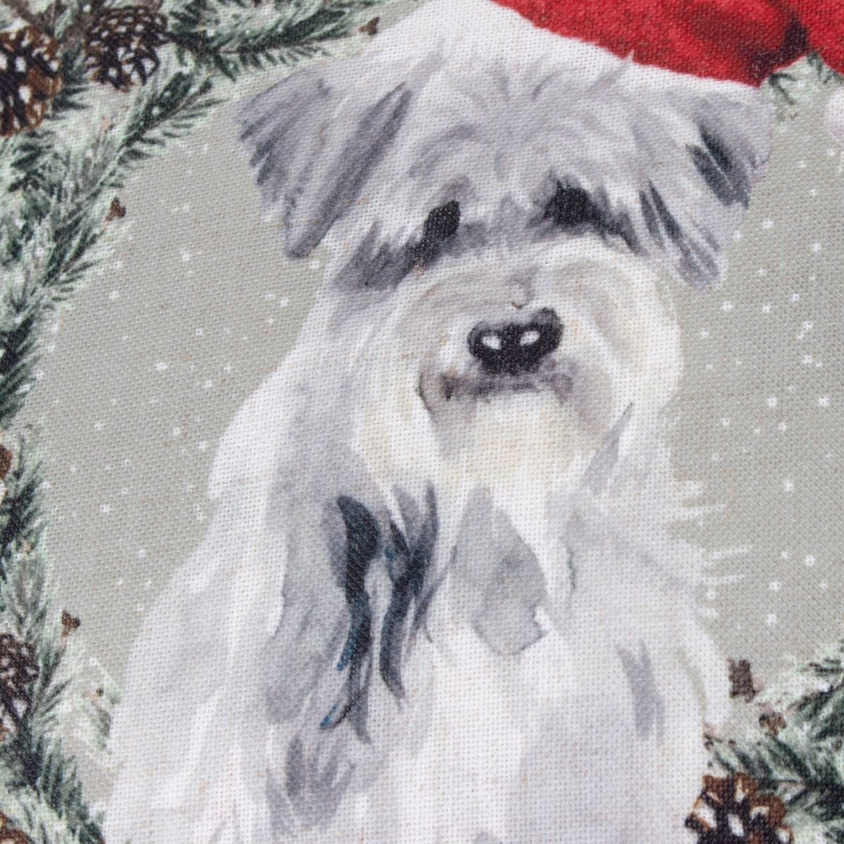 Christmas Dog Wreath Multi Cushion Fabric by Evans Lichfield - XMDOGWR/CC5/MUL