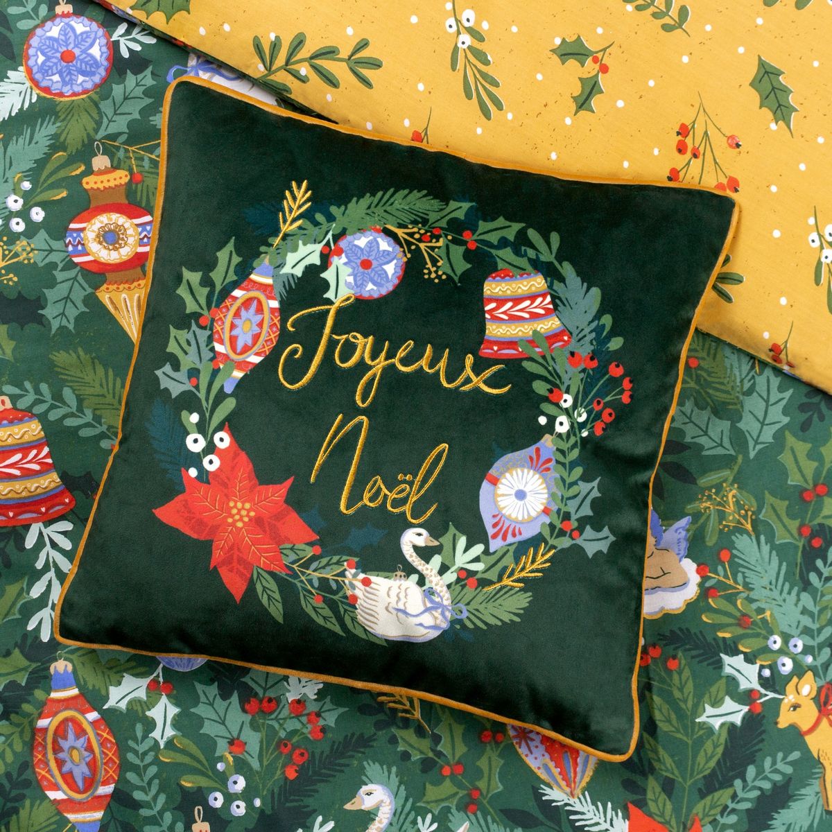 Deck The Halls Pine Green Cushion Fabric by furn. - DECKHAL/CC5/PGR