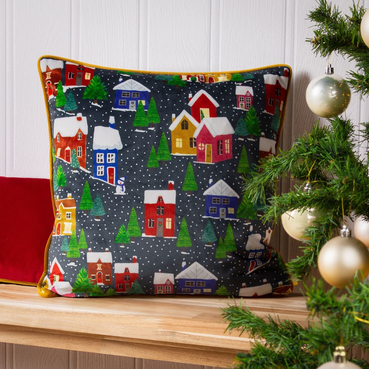 Christmas Together Twilight Town Multi Cushion Fabric by furn. - CTOGETTN/CC5/MUL