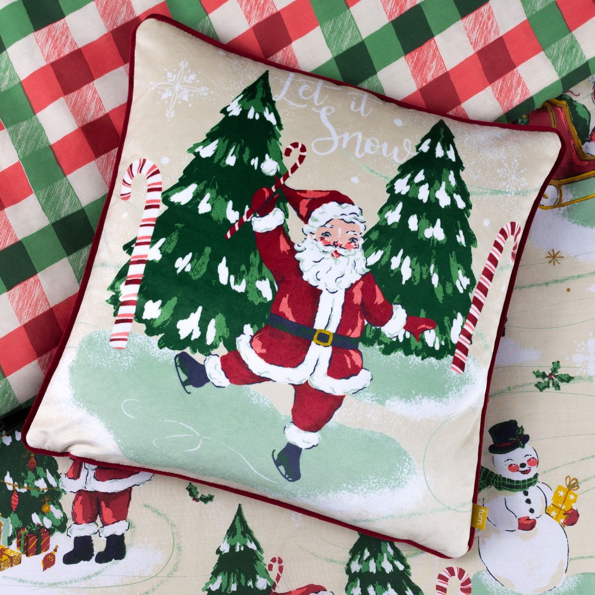 Jolly Santa Let It Snow Multi Cushion Fabric by furn. - JOLLSANT/CC5/MUL