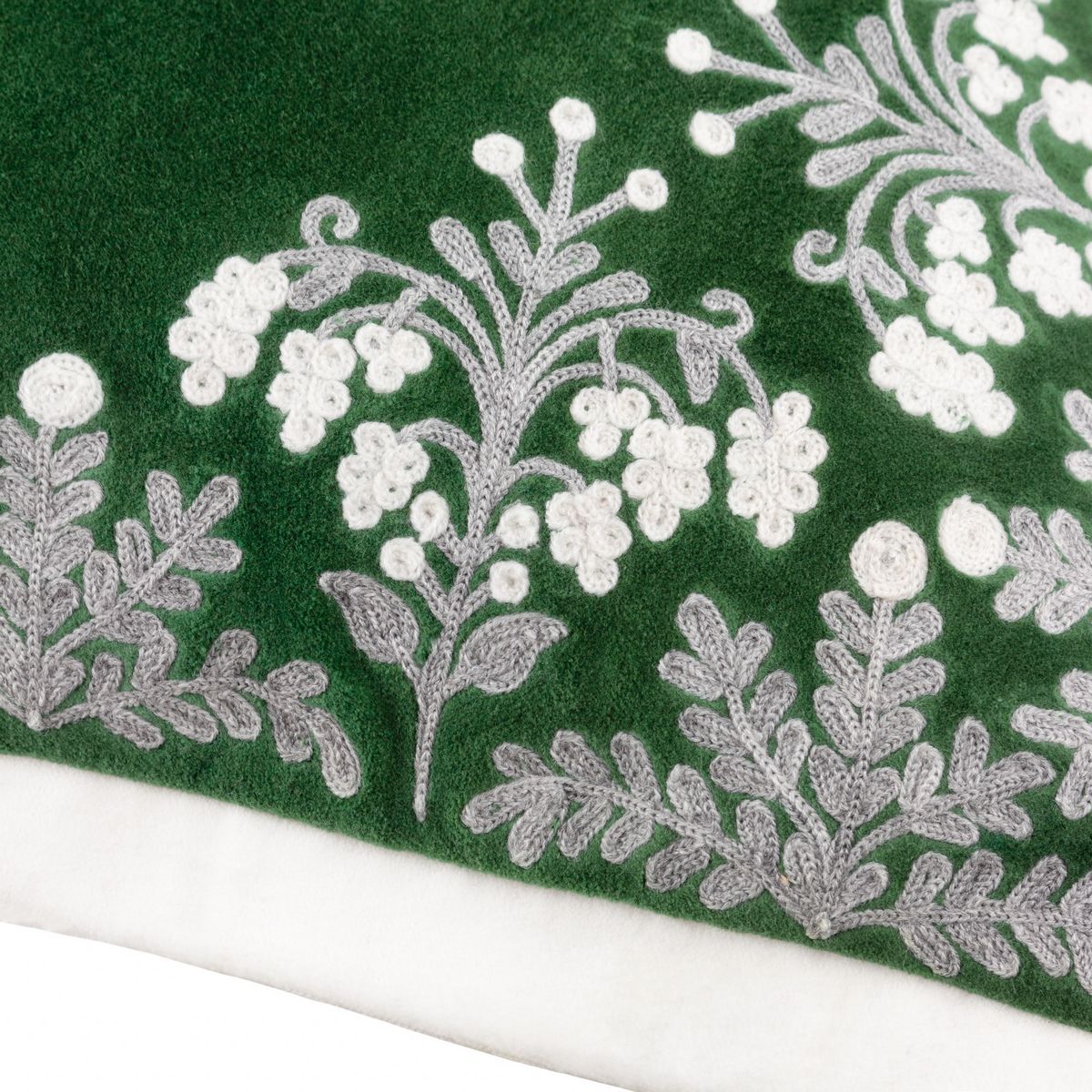 Winter Bloom Green Cushion Fabric by Paoletti - WINTBLO/CC3/GRE