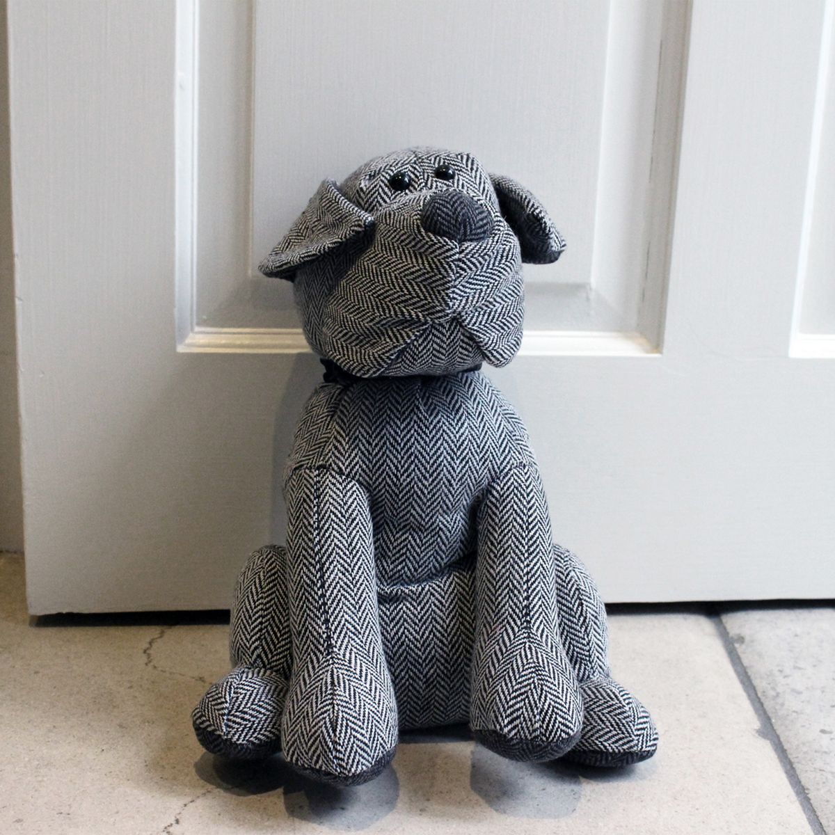 Herringbone Dog Grey Door Stop Fabric by Riva Home - HBONEDO/DST/GRY