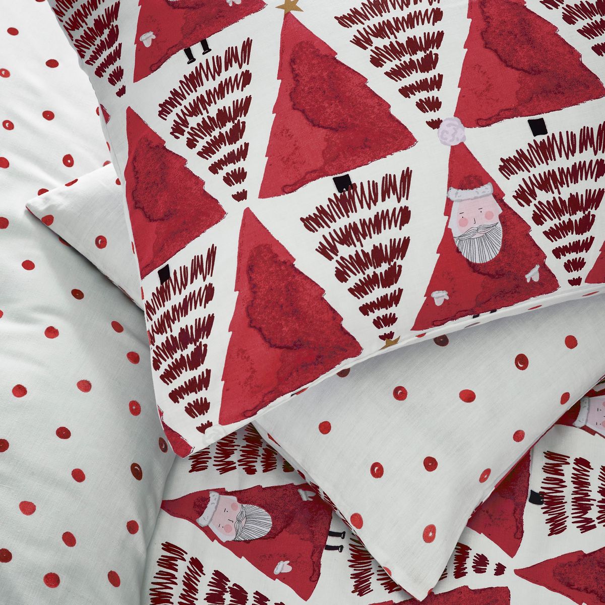 Hide And Seek Santa Red Duvet Set Fabric by furn. - HSSANTA/D00/RED