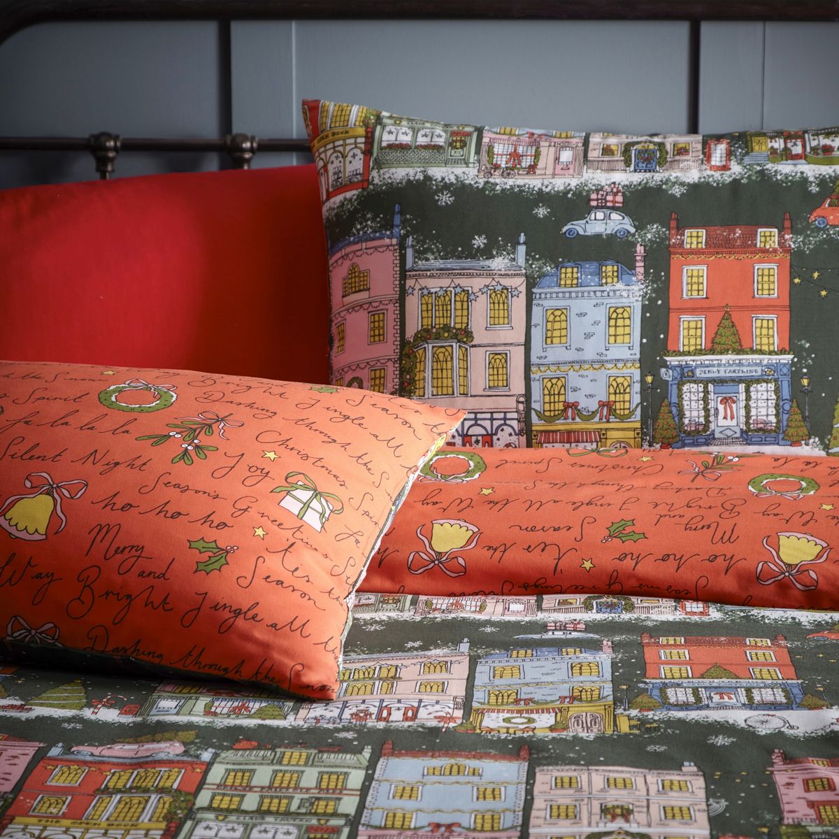 Christmas Spirit Green Duvet Set Fabric by furn. - CSPIRIT/D01/GRE