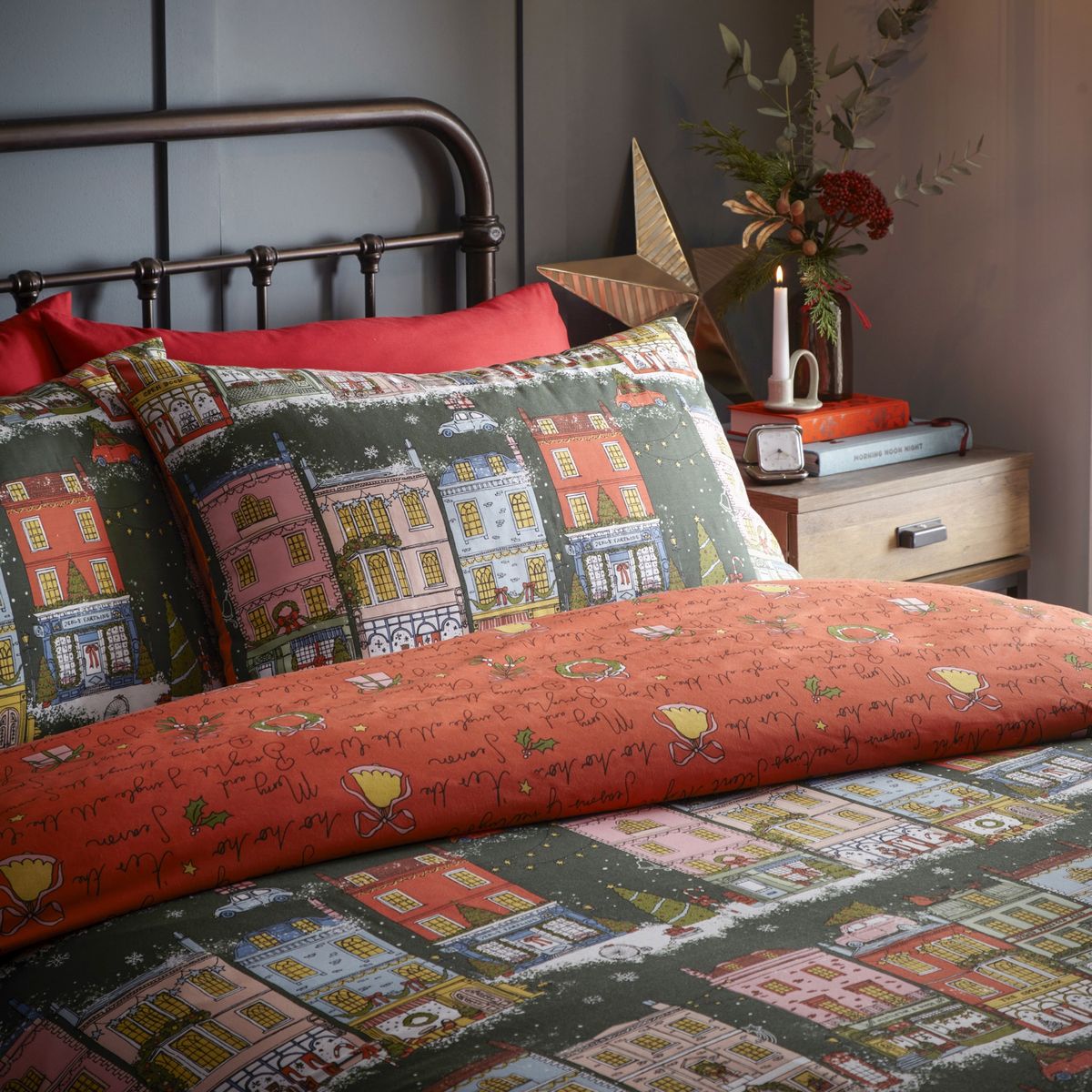 Christmas Spirit Green Duvet Set Fabric by furn. - CSPIRIT/D01/GRE