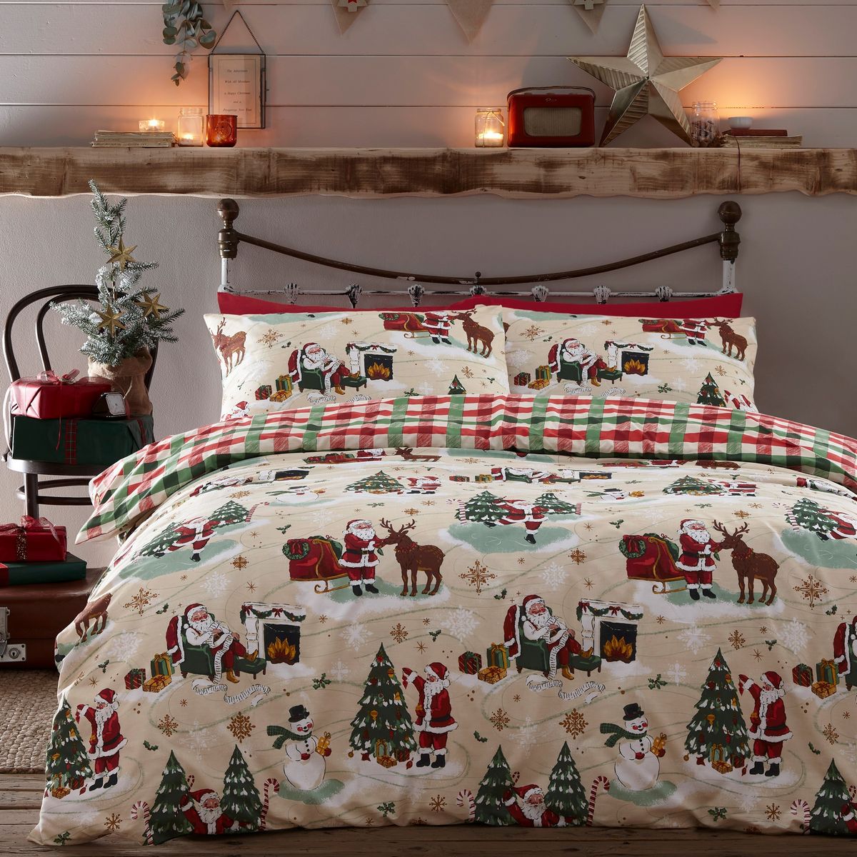 Jolly Santa Multi Duvet Set Fabric by furn. - JOLLYSA/D01/MUL