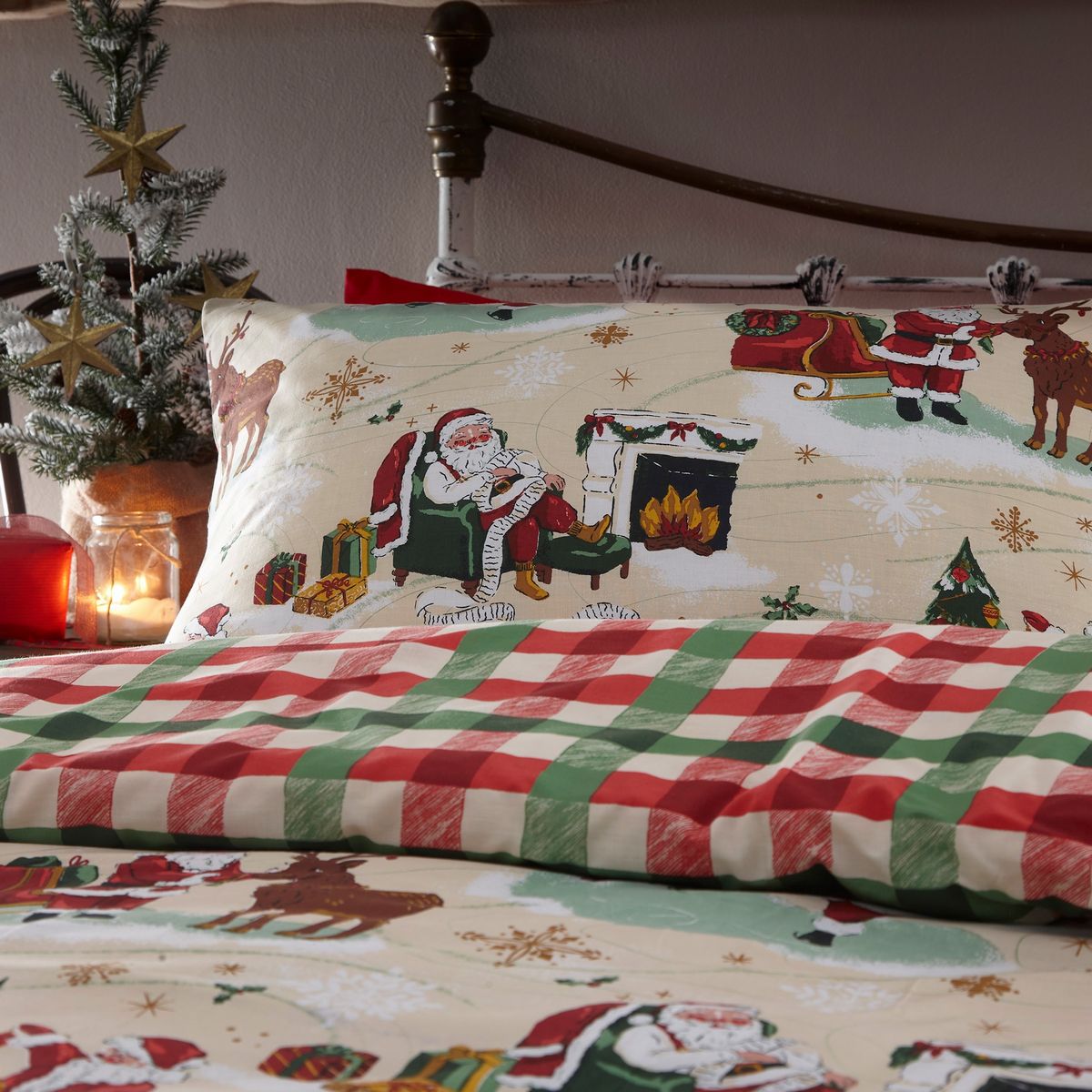 Jolly Santa Multi Duvet Set Fabric by furn. - JOLLYSA/D01/MUL