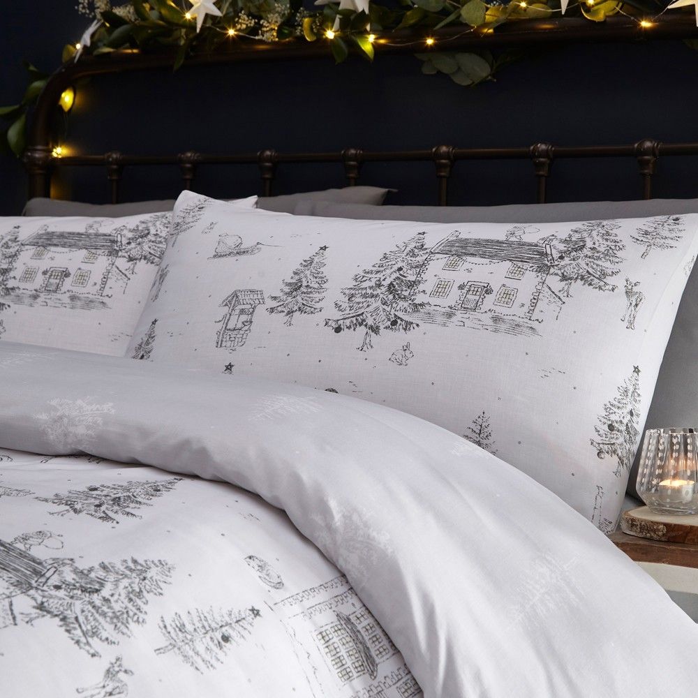 Midwinter Toile Snow Duvet Set Fabric by furn. - MIDWINT/D01/SNO