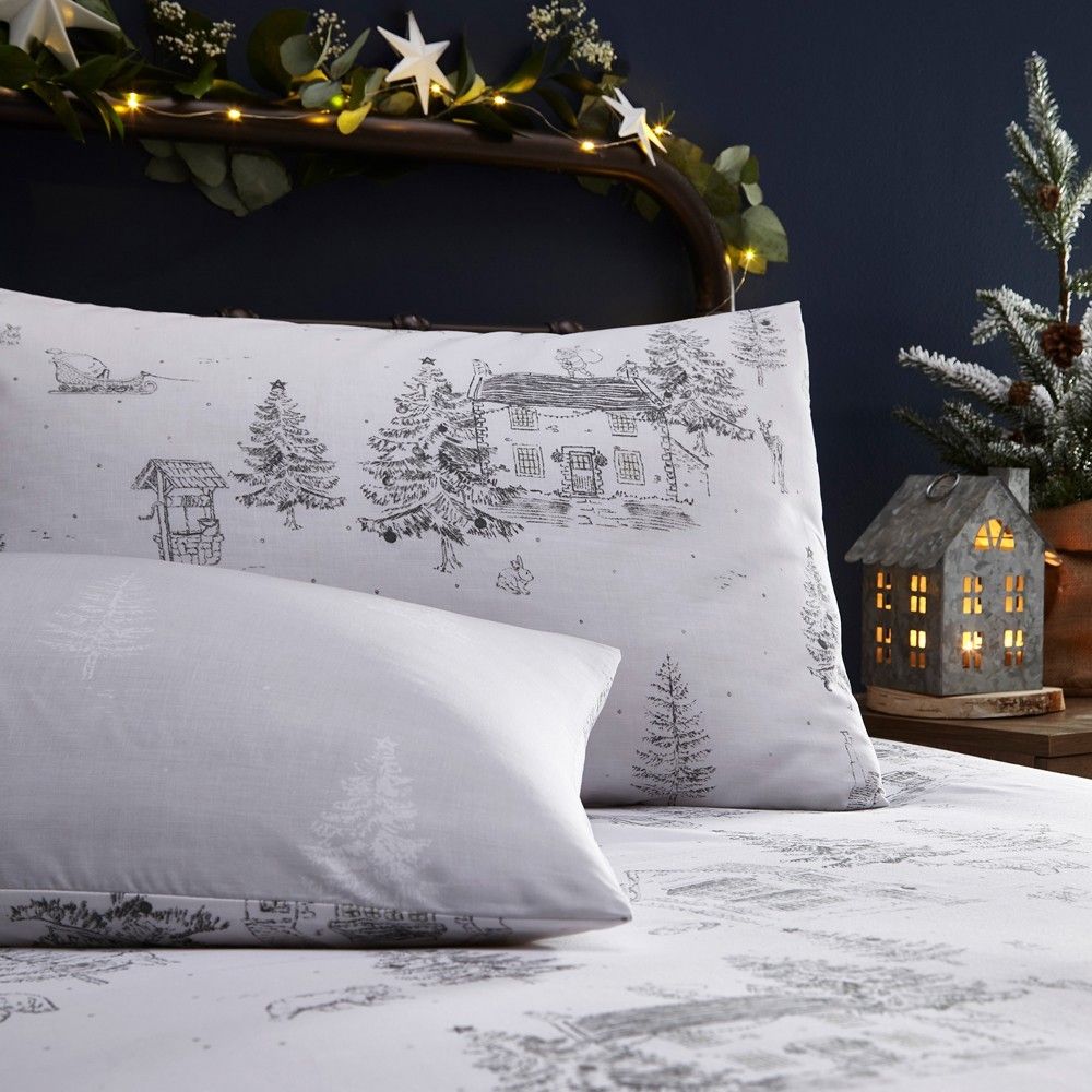Midwinter Toile Snow Duvet Set Fabric by furn. - MIDWINT/D01/SNO