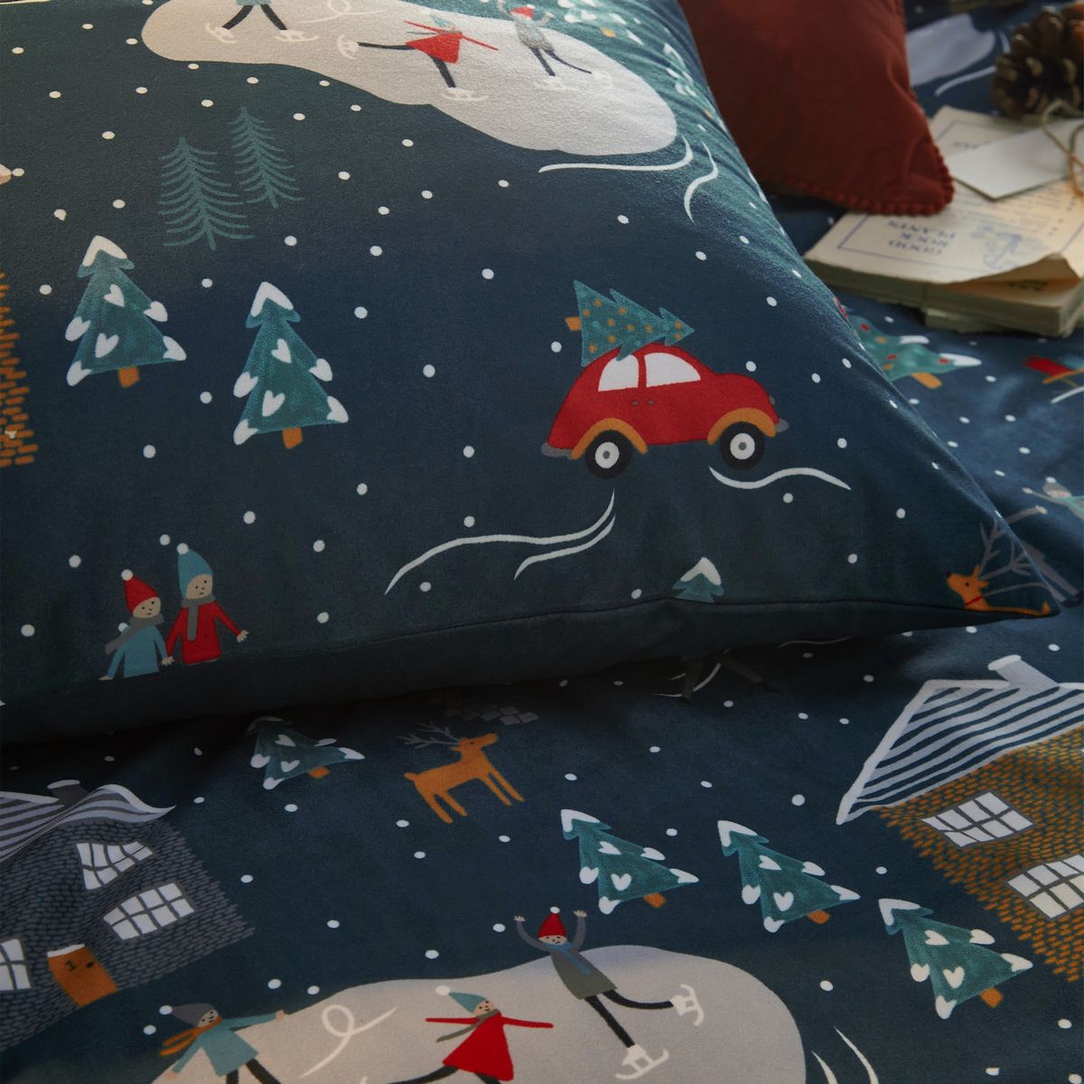 703 Winter Pines Navy Duvet Set Fabric by furn. - 703WINP/D00/NVY