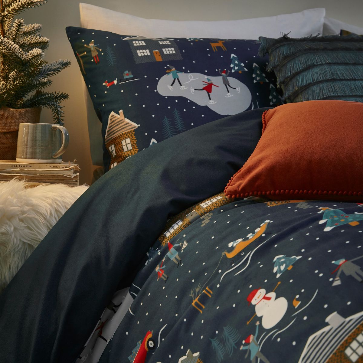 703 Winter Pines Navy Duvet Set Fabric by furn. - 703WINP/D00/NVY