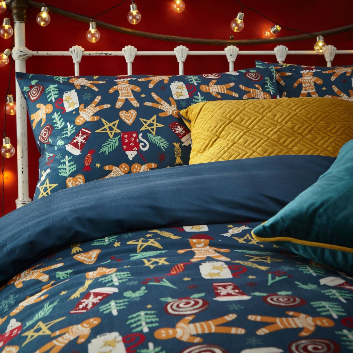 703 Yuletide Treats Navy Duvet Set Fabric by furn. - 703YTRE/D00/NVY